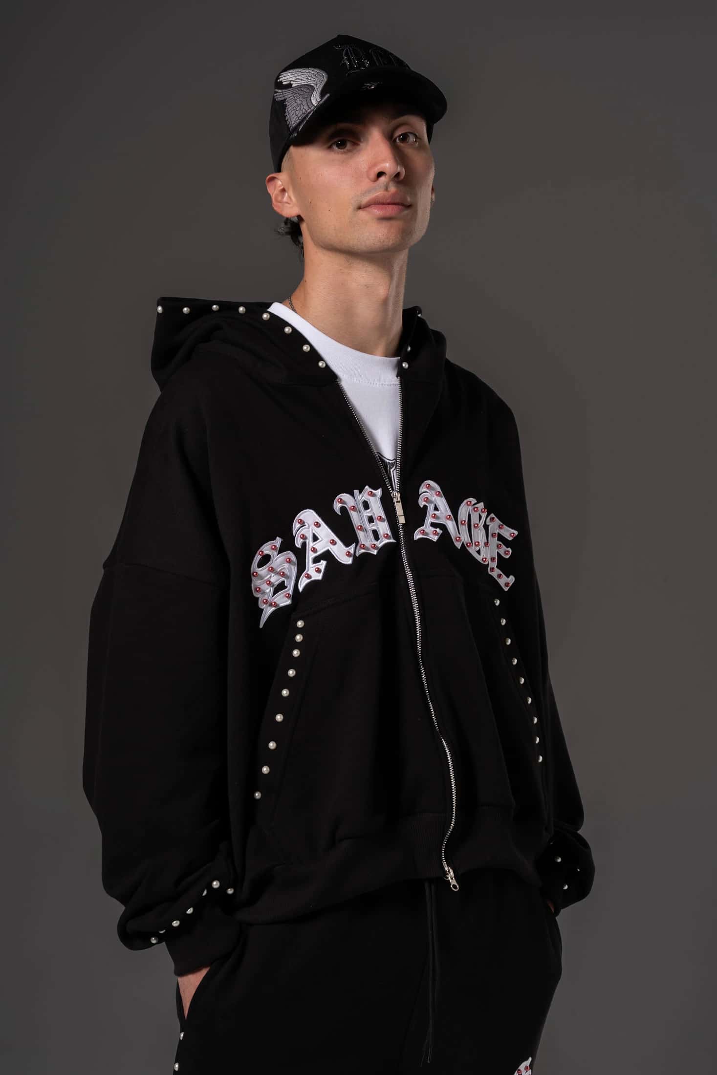 Double Zip Hoodie Boxy fit Perlas Rojas 14651 - miniatura 5