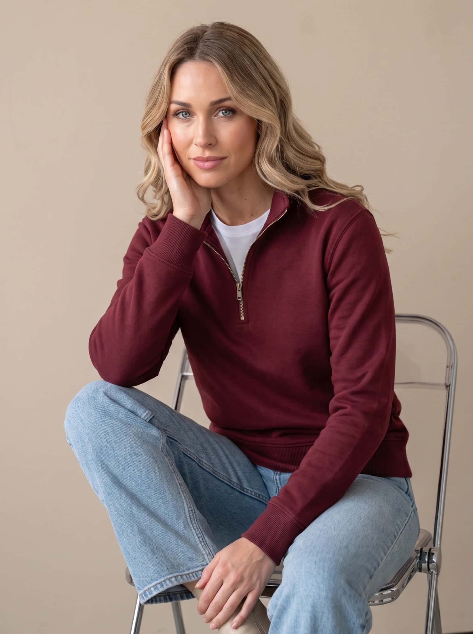 Buzo cuello alto mujer Vinotinto Burdeos - miniatura 2