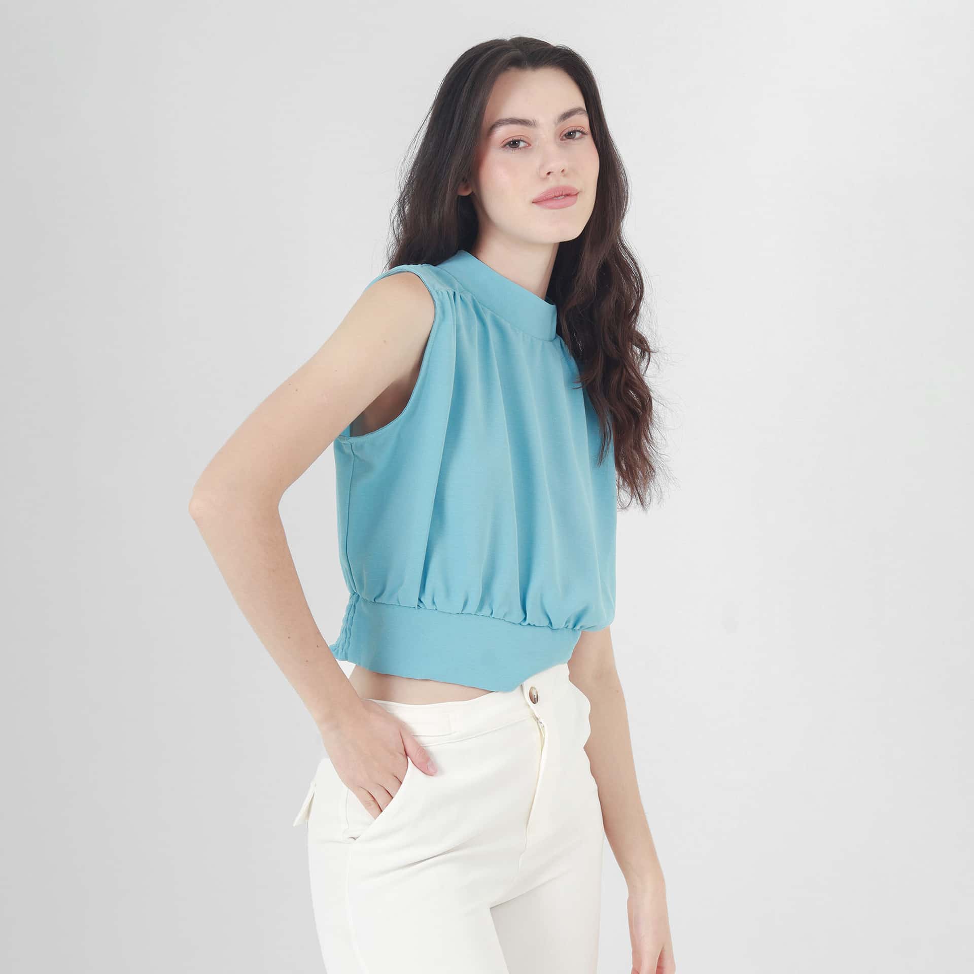 Blusa Cuello Alto Manga Sisa