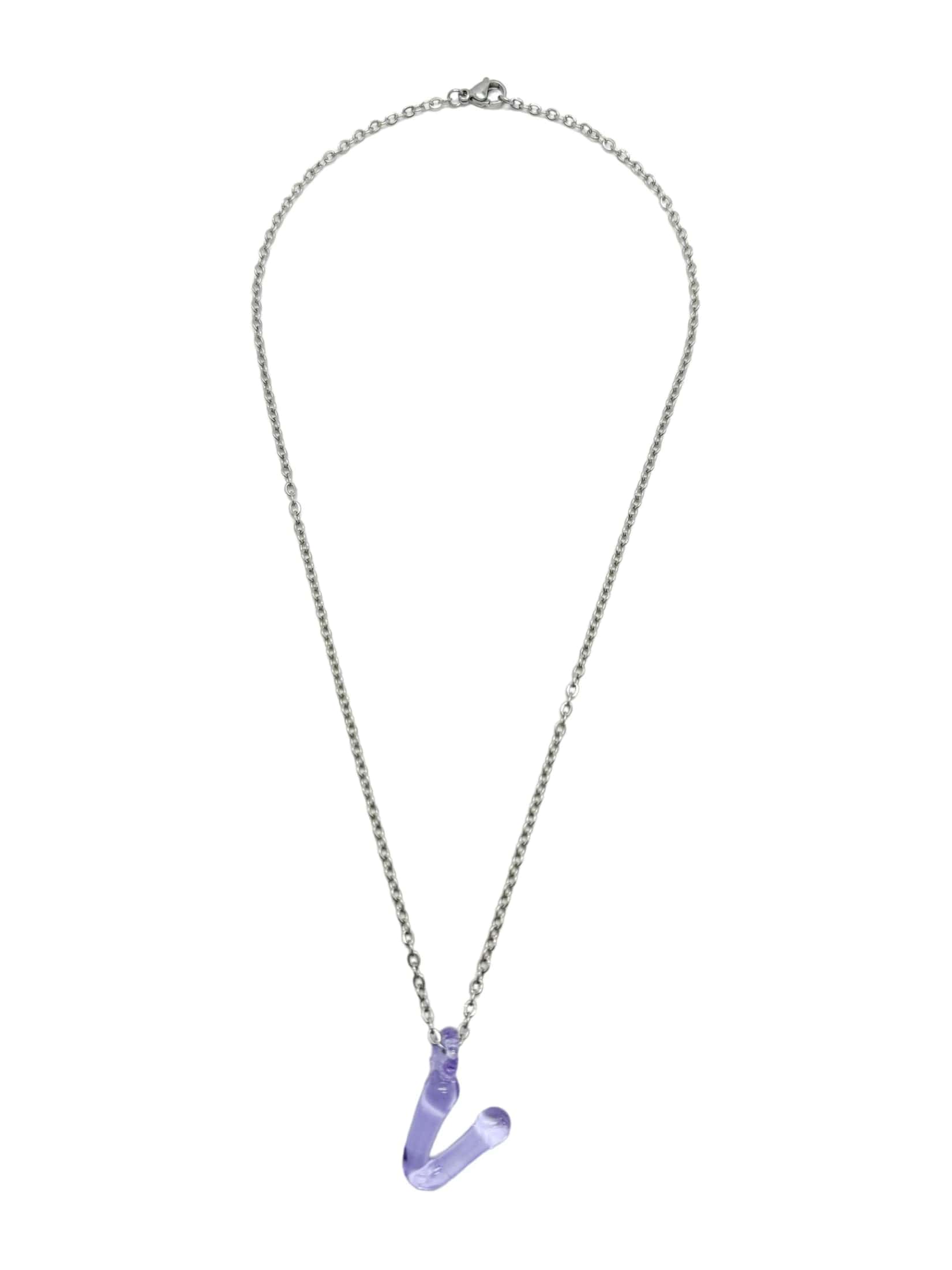 purpple glass necklace 1 letter - miniatura 25
