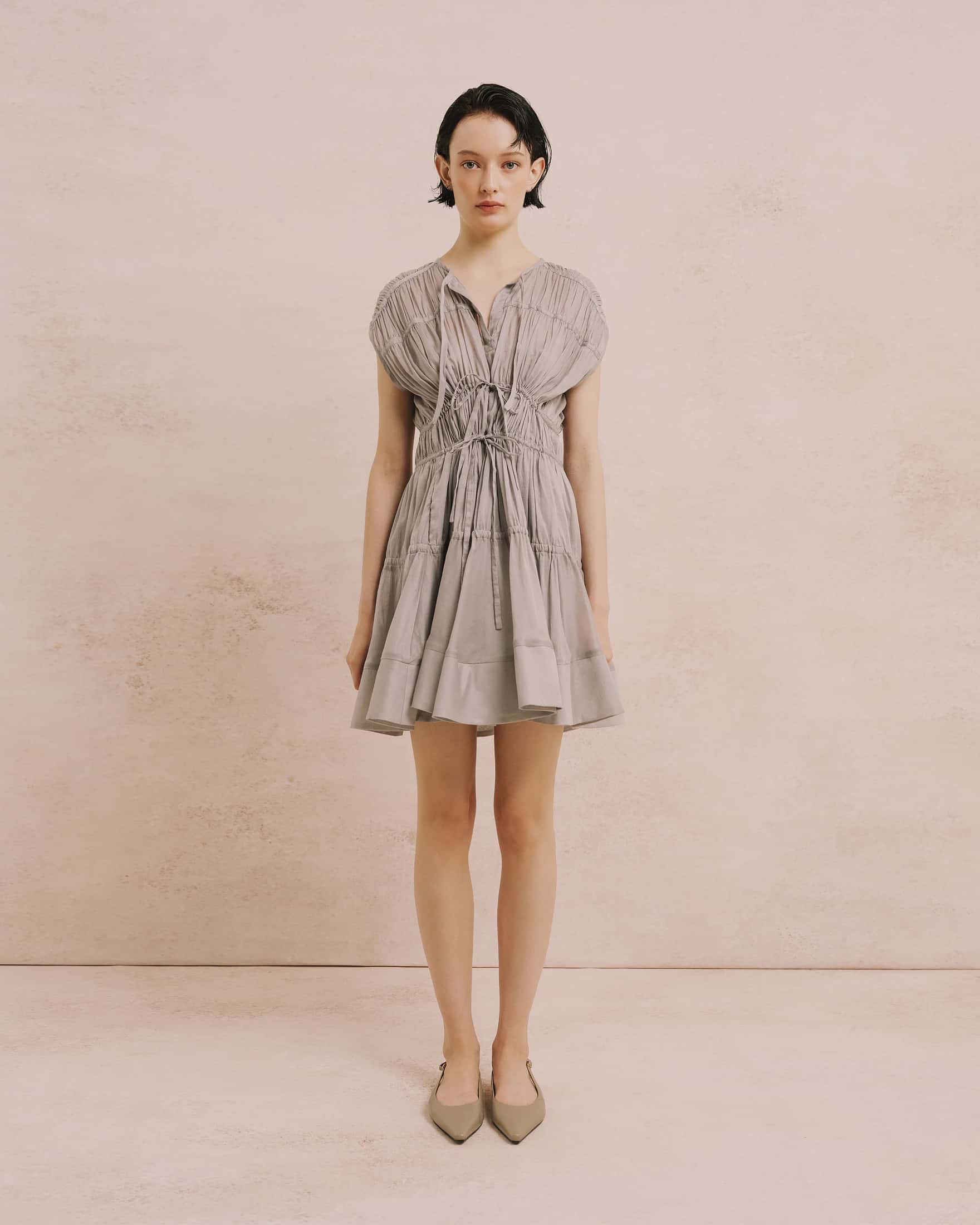 Cotton Voile Tiered Mini Dress - miniatura 1