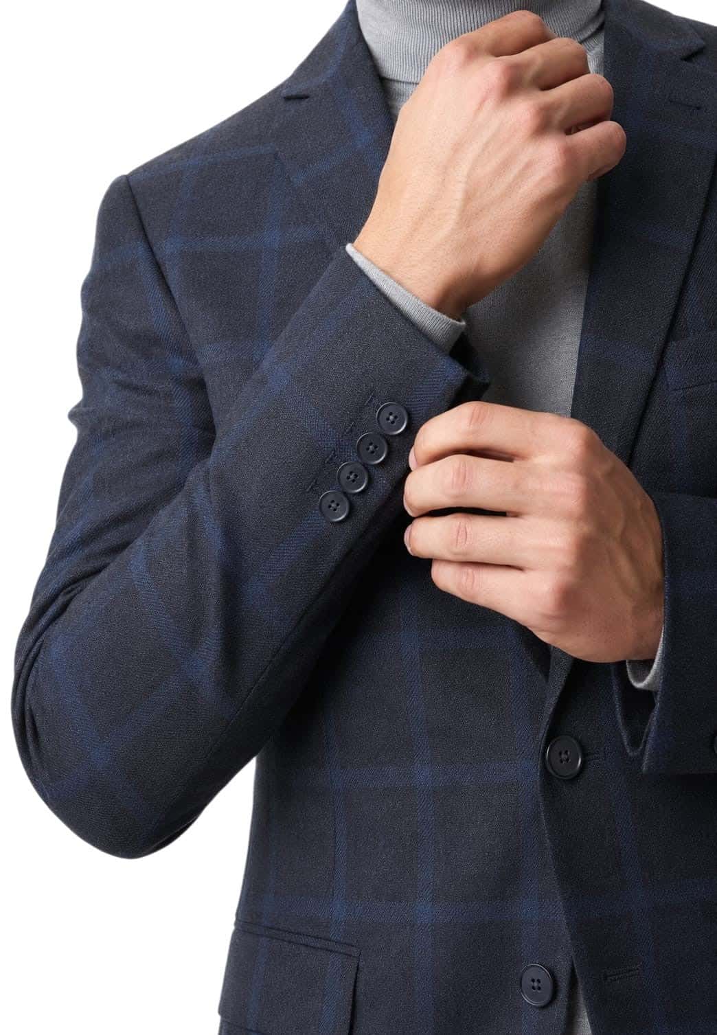 Blazer azul con negro a cuadros - miniatura 2