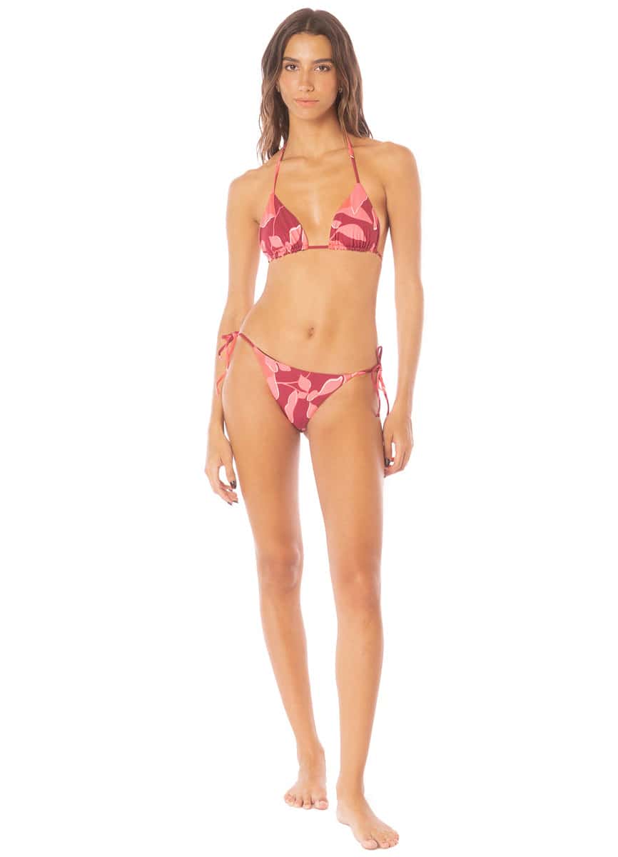 Maaji Red Foliage Balmy Sliding Triangle Bikini Top