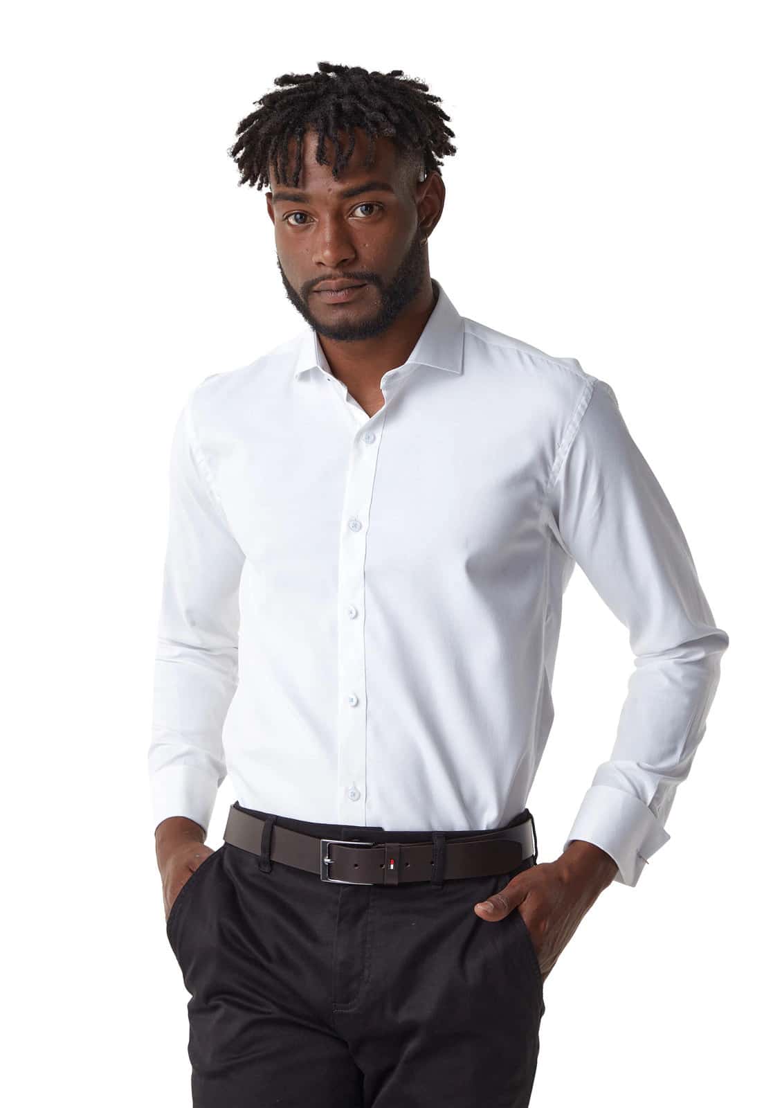 Camisa para mancornas blanca con textura