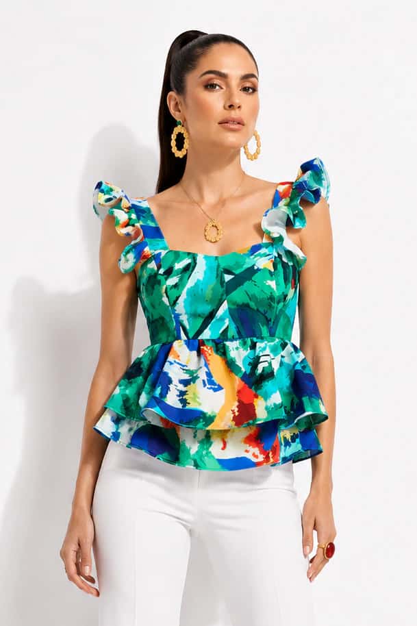 Blusa Usaki Estampado Cuarzos Azules