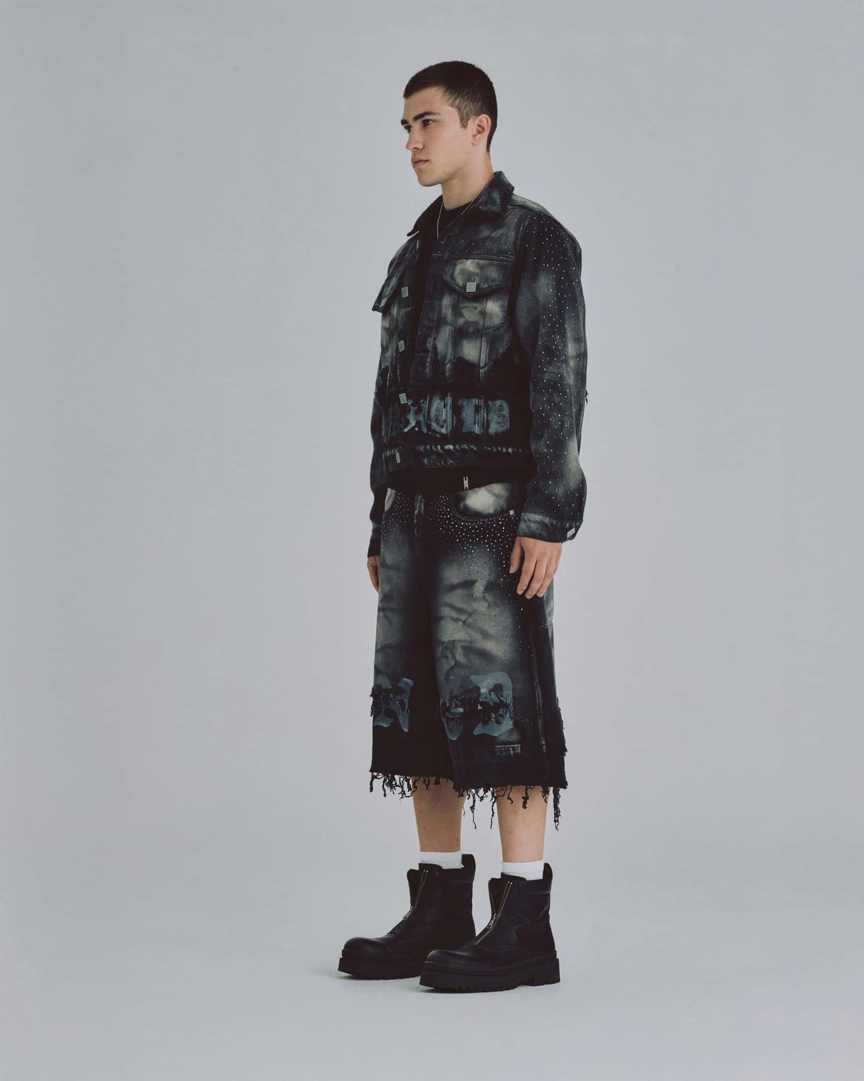 94' UNDRGLD Double Destroyed Jacket Vintage Gray - miniatura 5