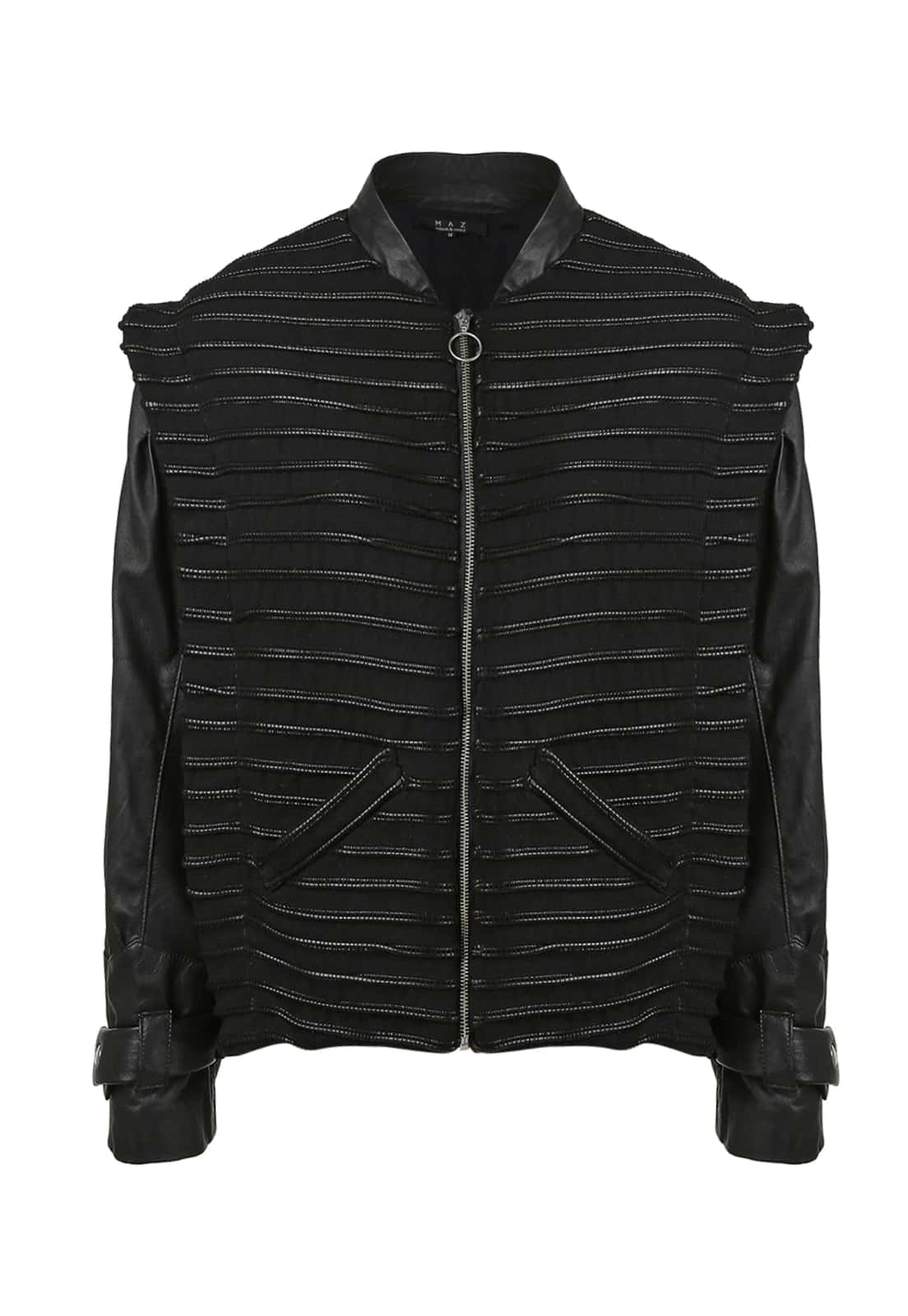 BOMBER JACKET WITH SNAKE LEATHER WEAVE