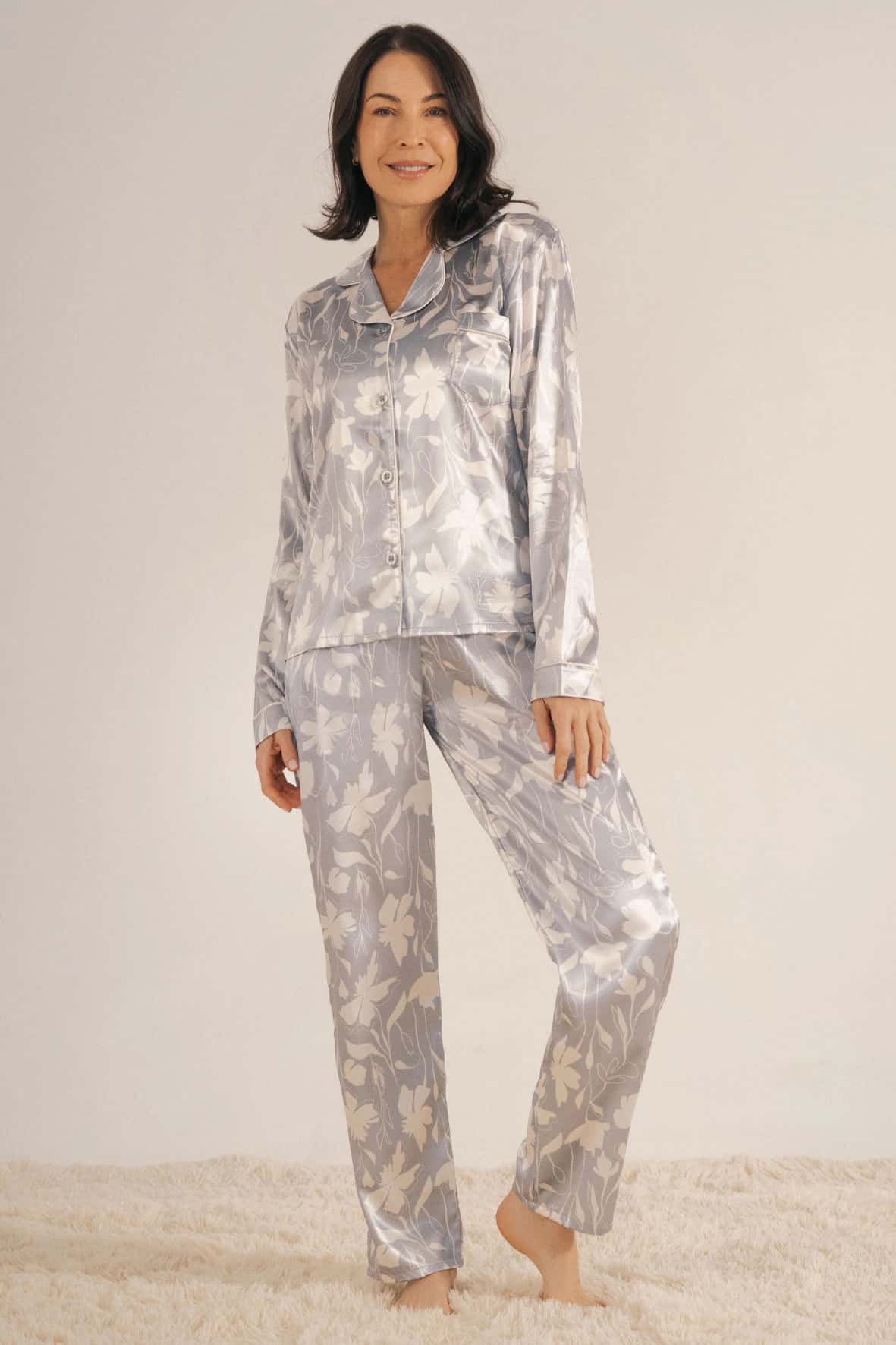 Pijama Satín Pantalón Largo y Camisa Manga Larga | Marca Aliada - miniatura 3