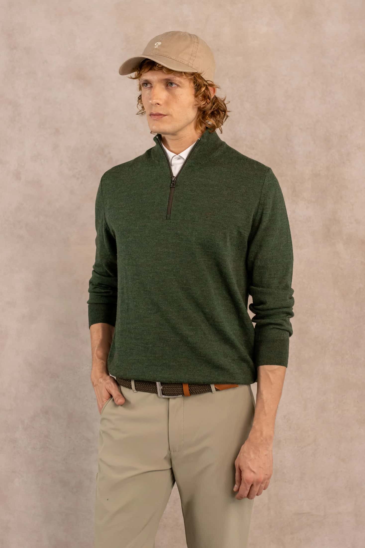 Halfzip Merino Antiarrugas Verde Militar