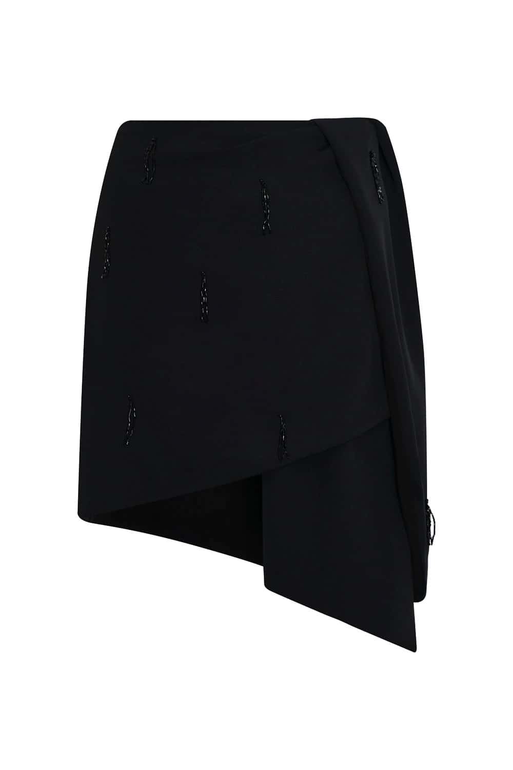 Falda seda imperial negro