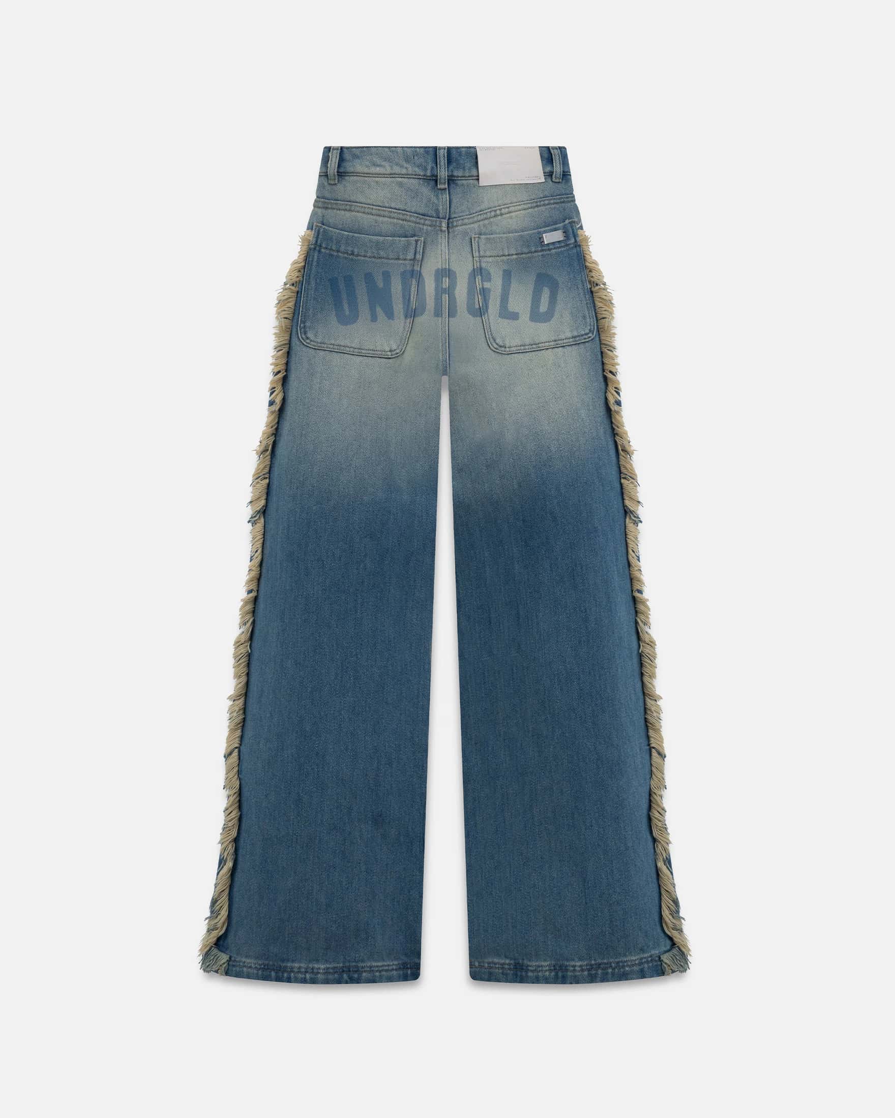 W Spring UNDRGLD Frayed Wide Jeans Blue - miniatura 3