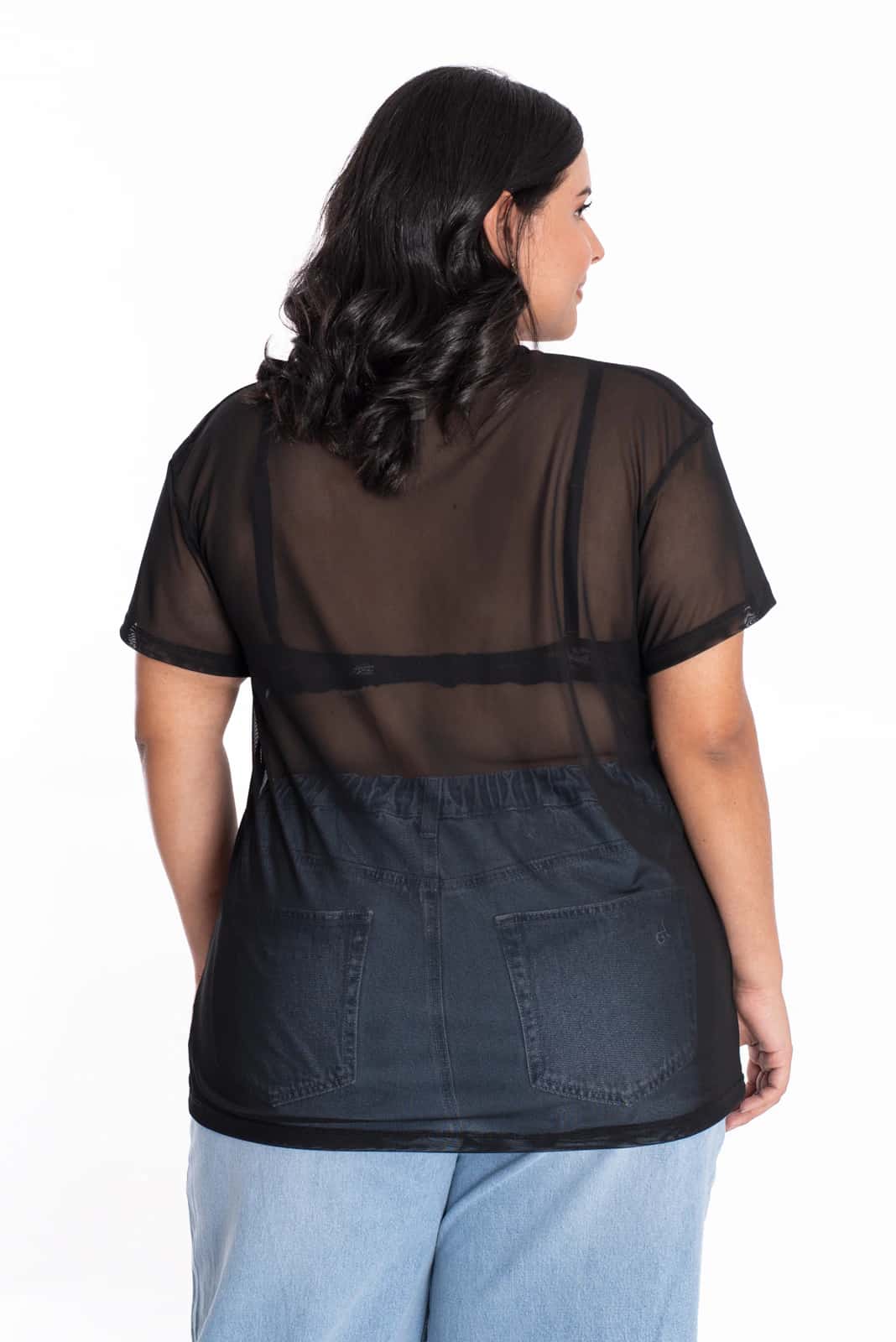 Camiseta Oversize Malla Negra - miniatura 6