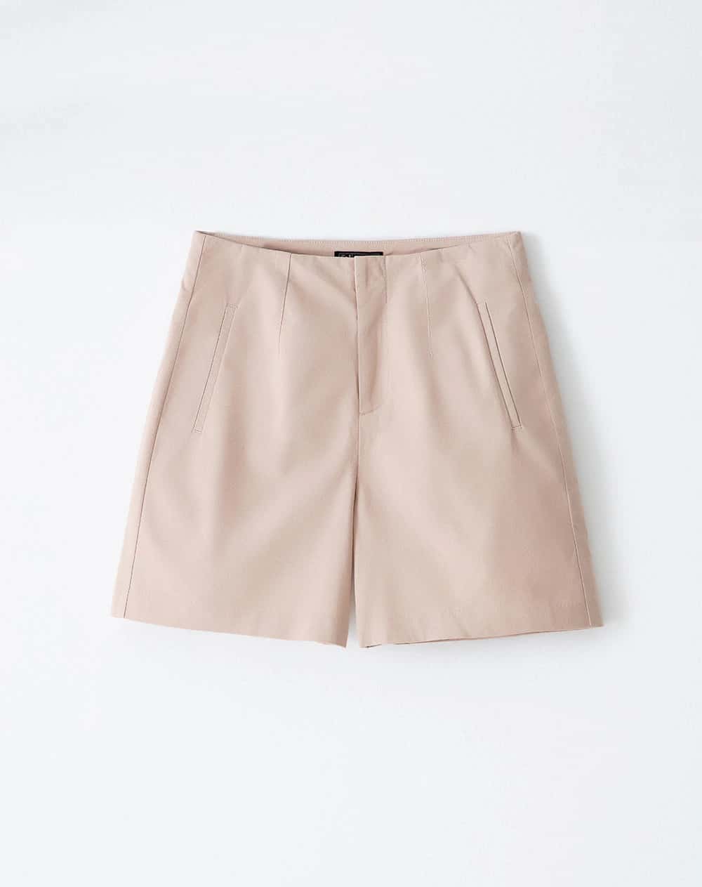 Short tiro alto algodón caqui mujer