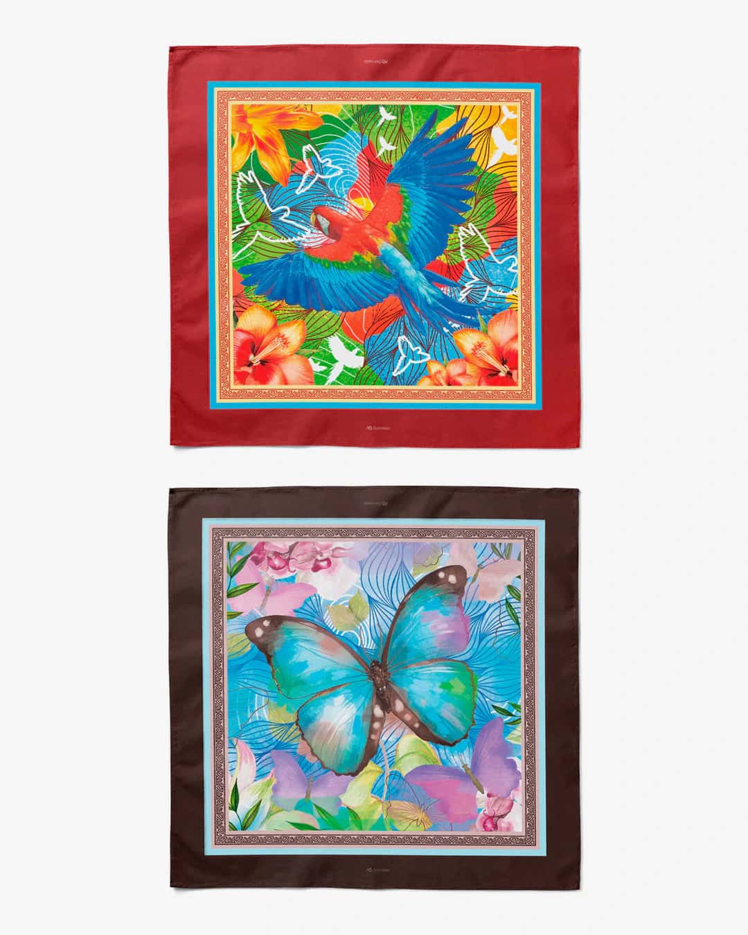 Pack de 2 Pañoletas Mediana (70x70cm) / Guacamaya + Mariposa