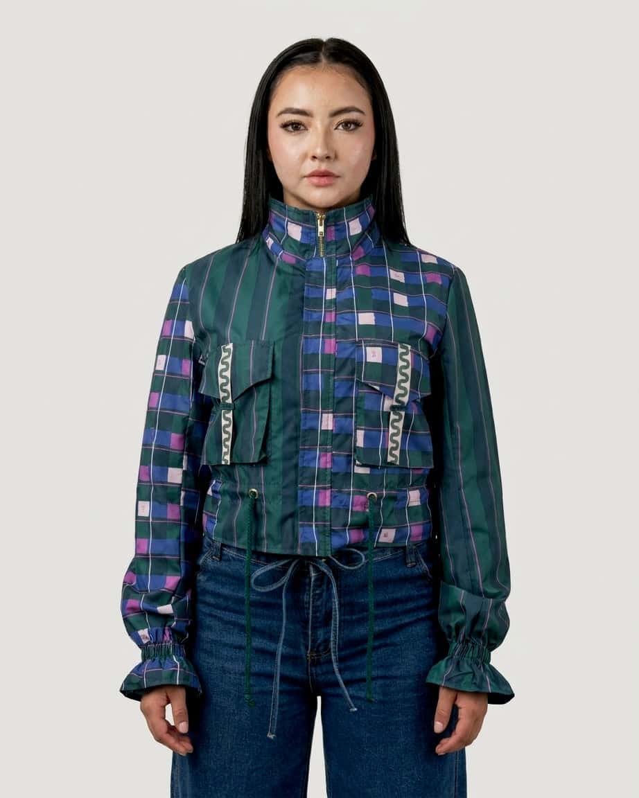 Chaqueta corta estampada verde