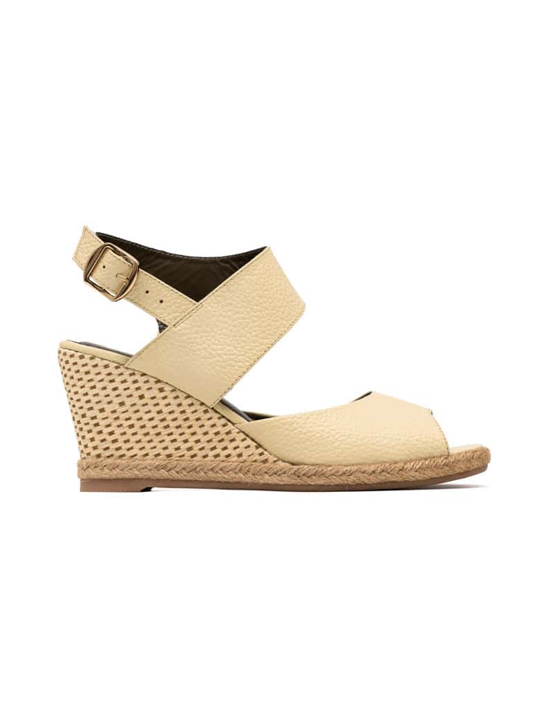 Zapato tacon corrido tipo espadrila en cuero  REF DEU1762