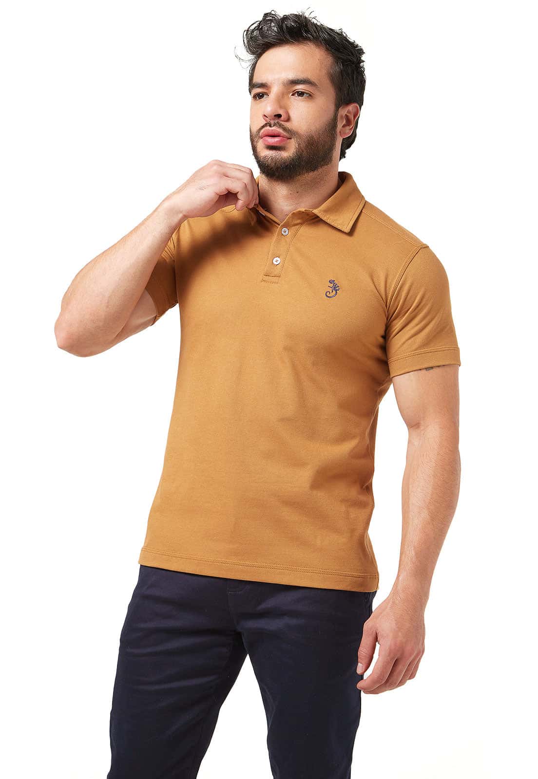Camiseta tipo polo camel
