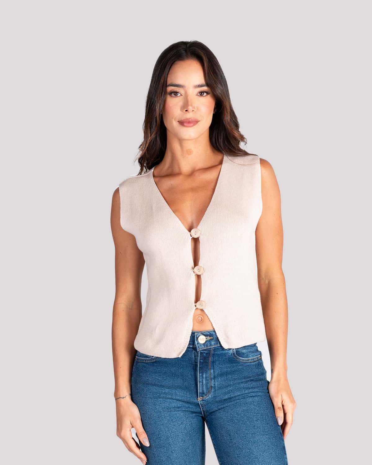 Chaleco beige para mujer