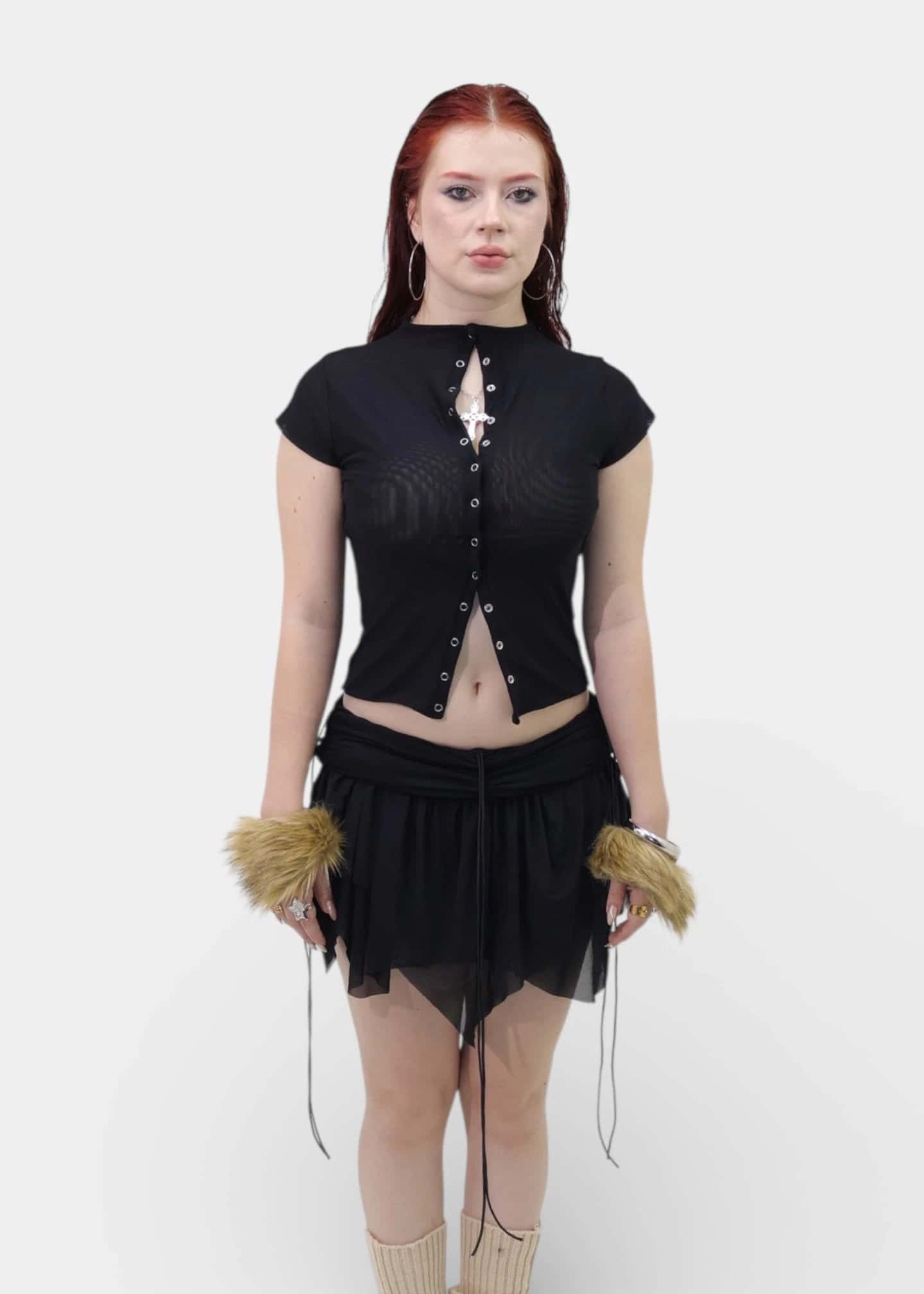 BLOOM MESH SKIRT NEGRO - miniatura 1
