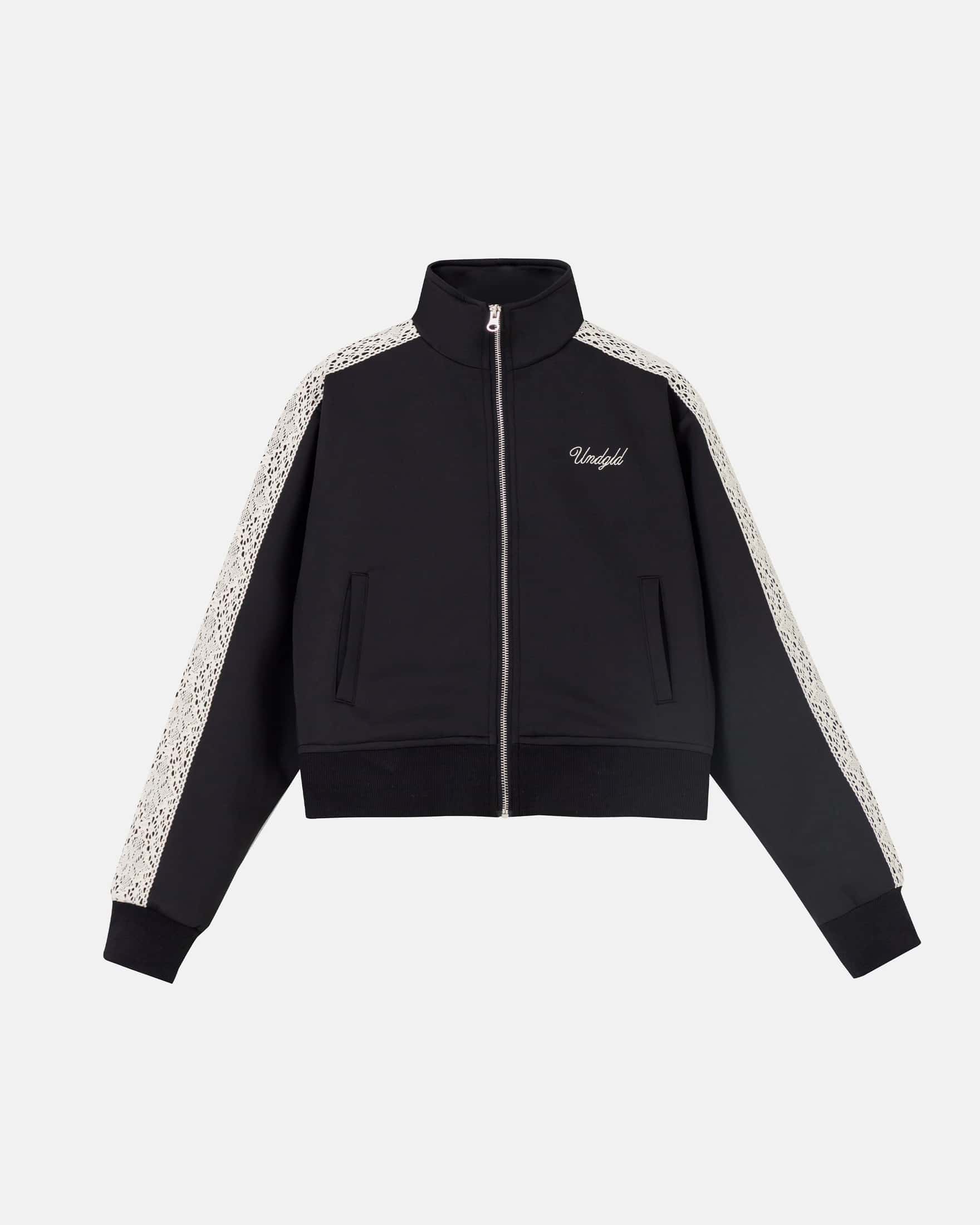 W Basics Undgld Lace-panel Track Jacket Black