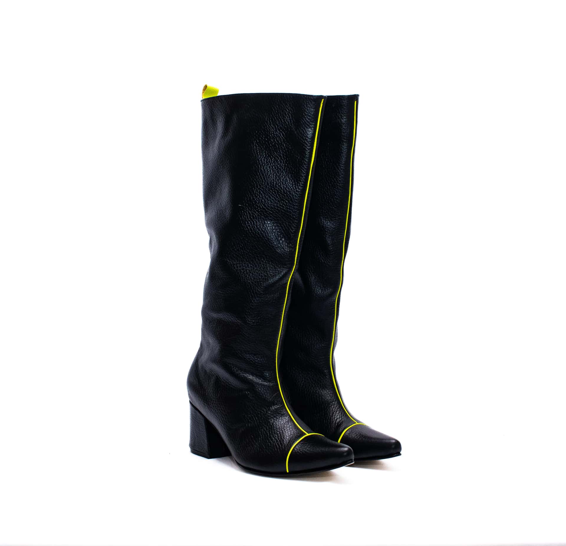 KNEE HIGH BOOTS - Negro x Limón Neón