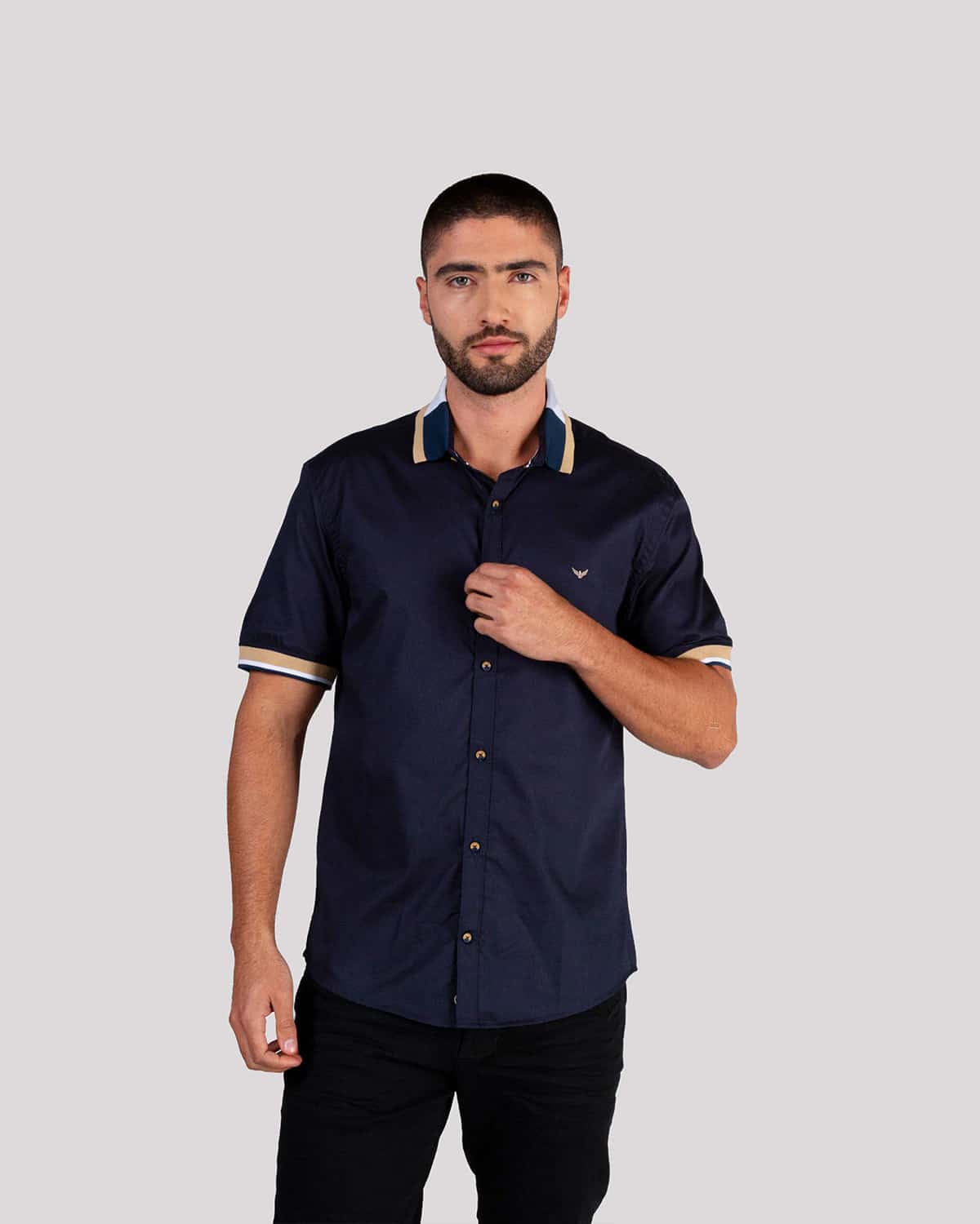 Camisa azul manga corta para Hombre