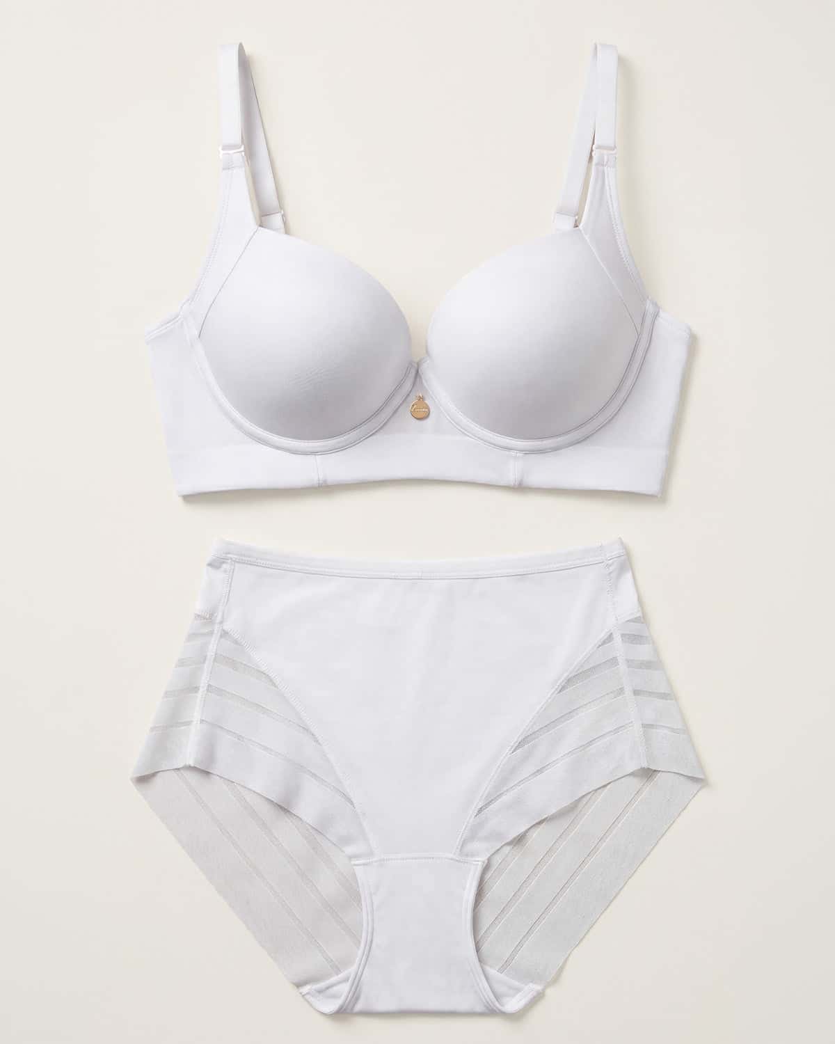High Profile Bra + Stripe Undetectable Panty in White