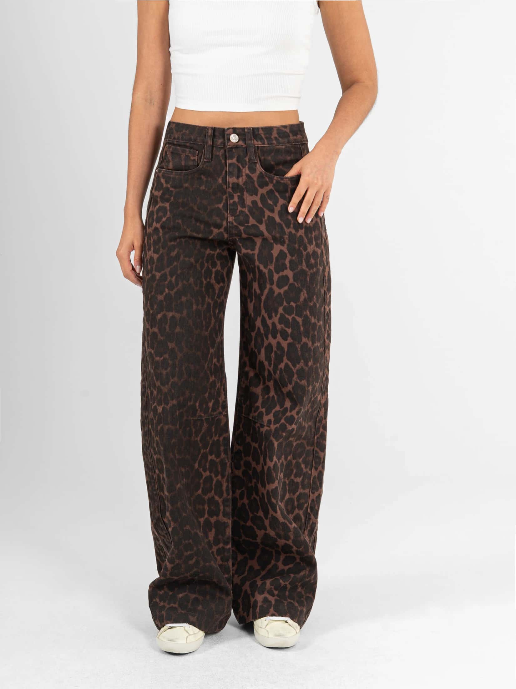 Ref: 0620710 Pantalón wide leg, stretch, tiro alto, estampado animal print - miniatura 2