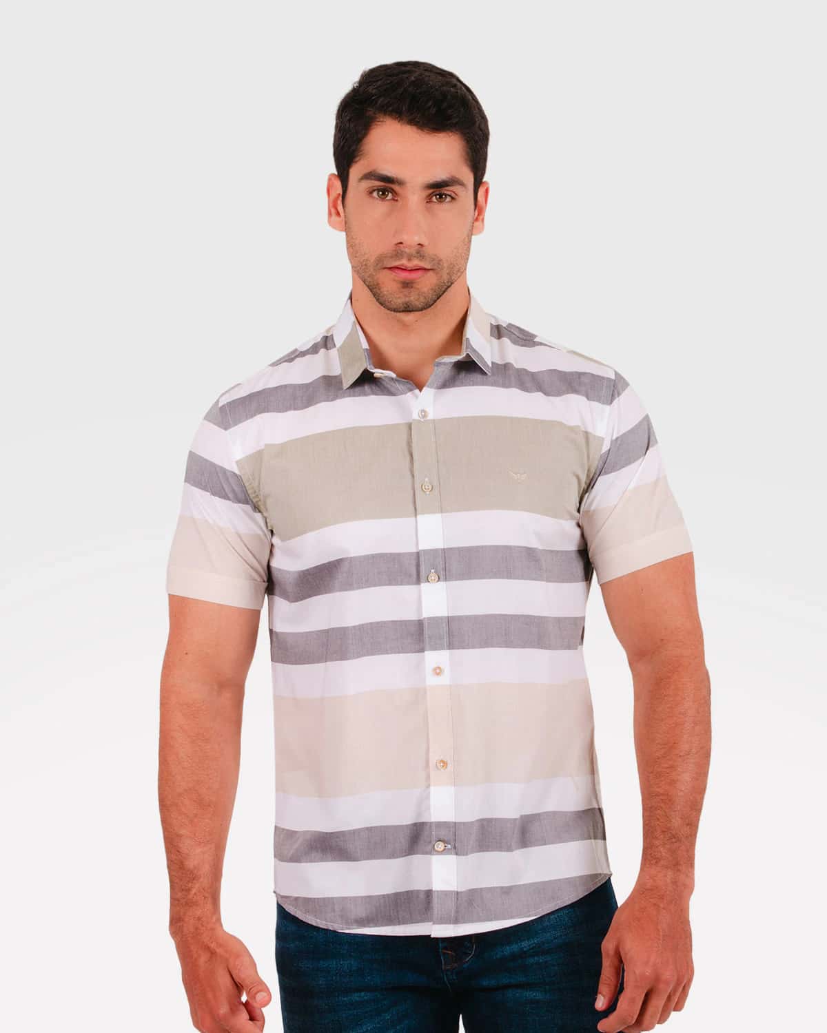 Camisa de rayas manga corta para hombre