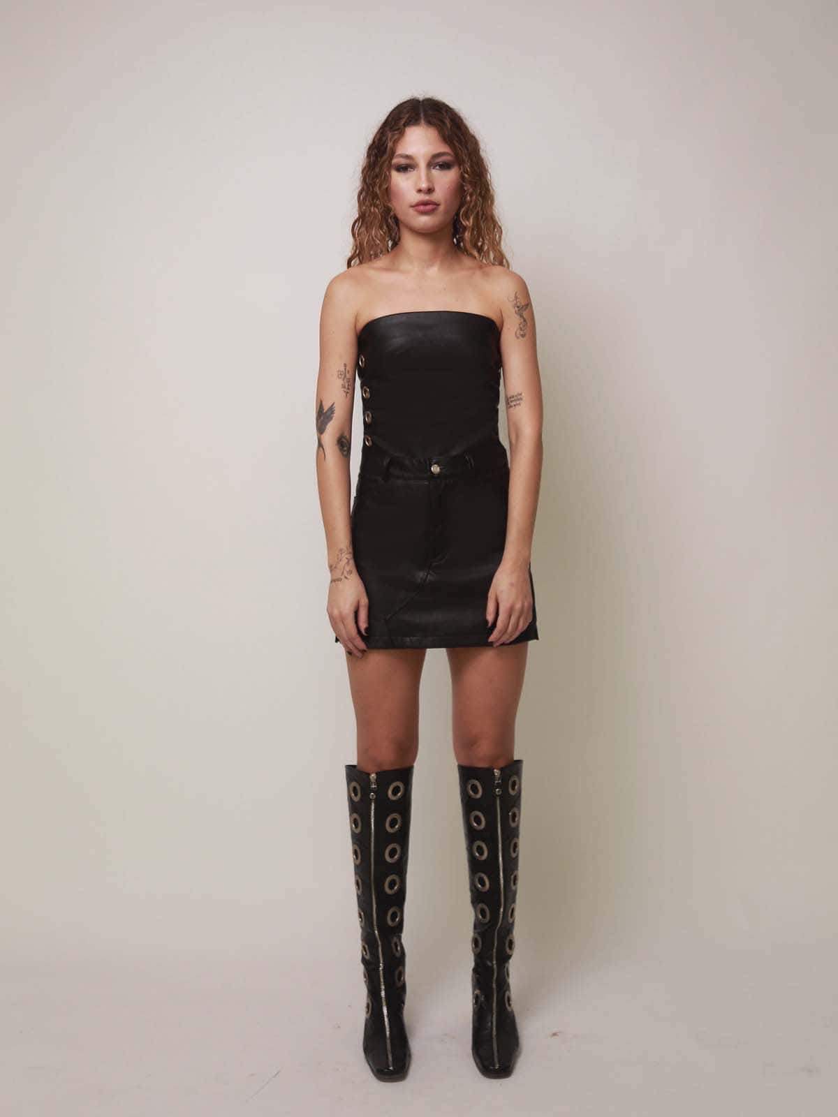 Debbie Faux leather Mini Skirt in Punk Rock
