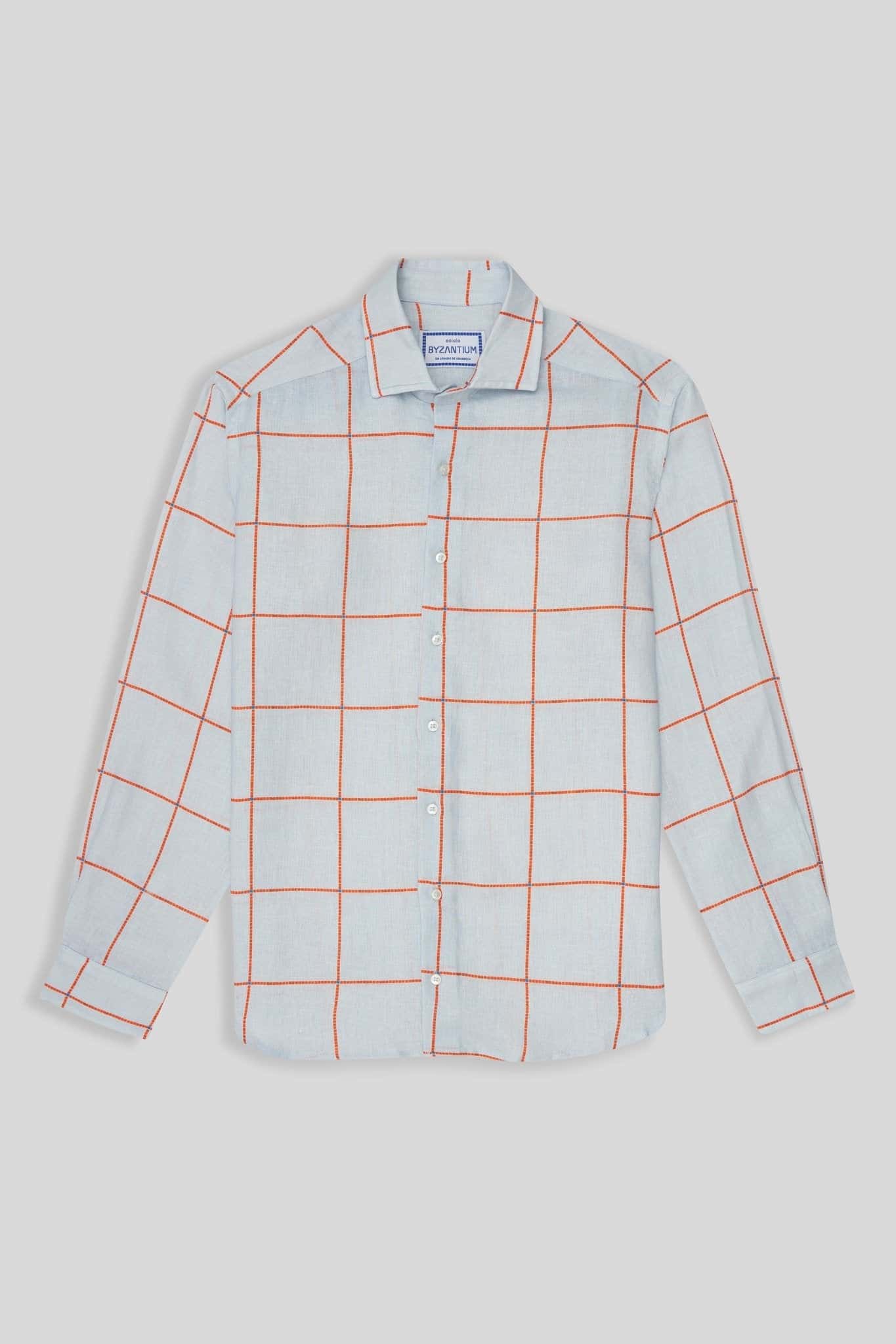 Men's linen shirt blue teselas