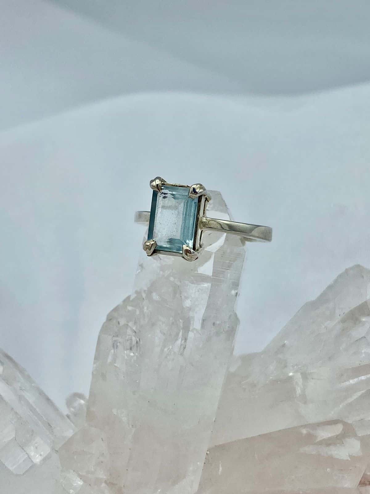 Anillo Aguamarina Rectangular