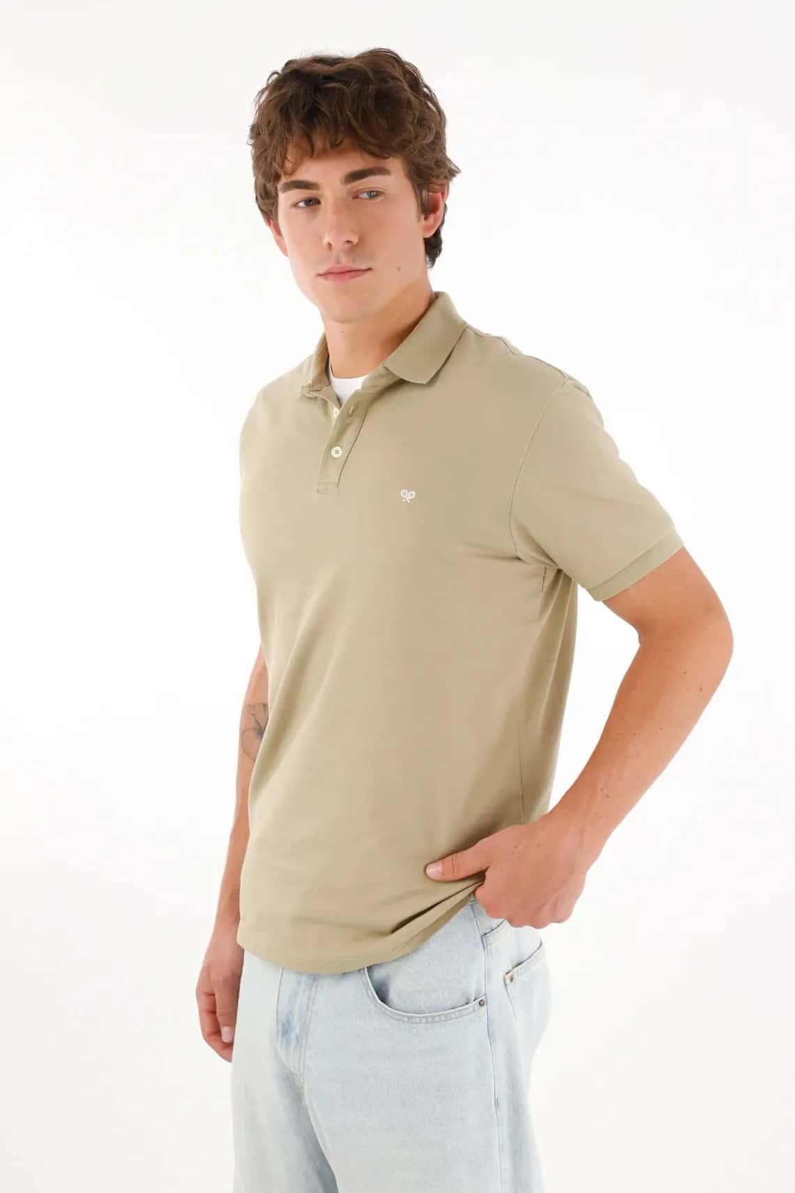 Polo con mini raqueta verde para hombre