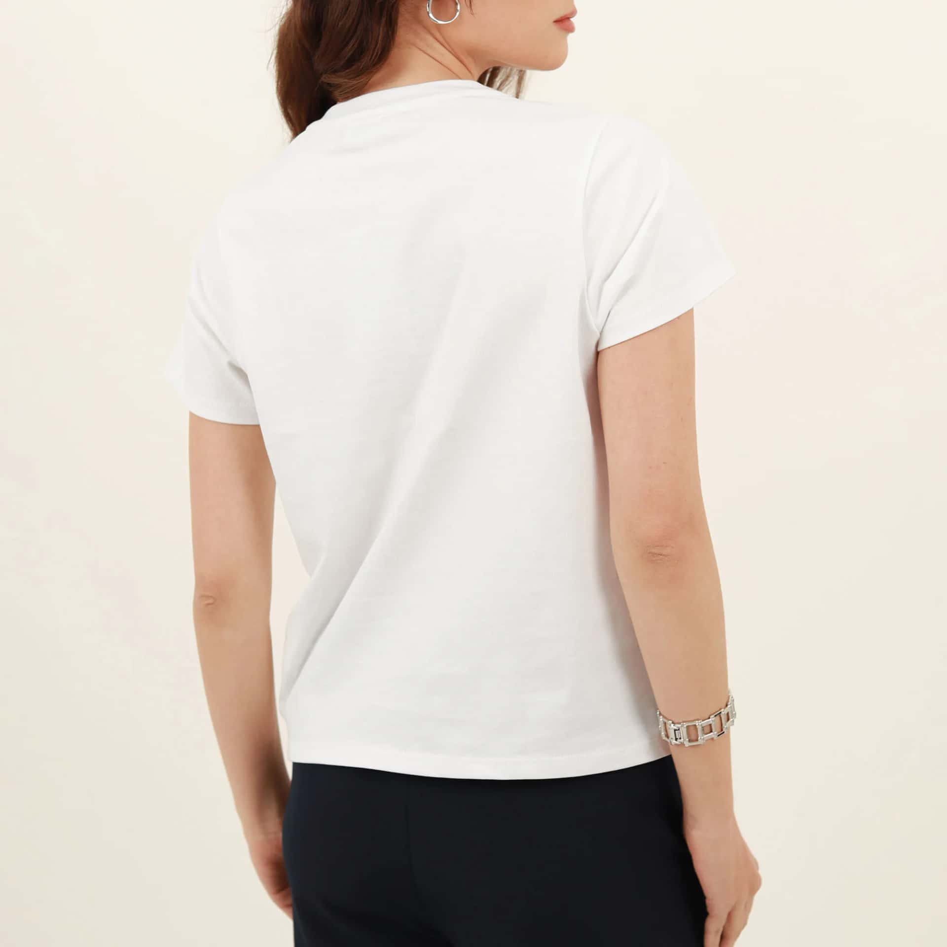 Camiseta cuello redondo manga corta con bordado - miniatura 4