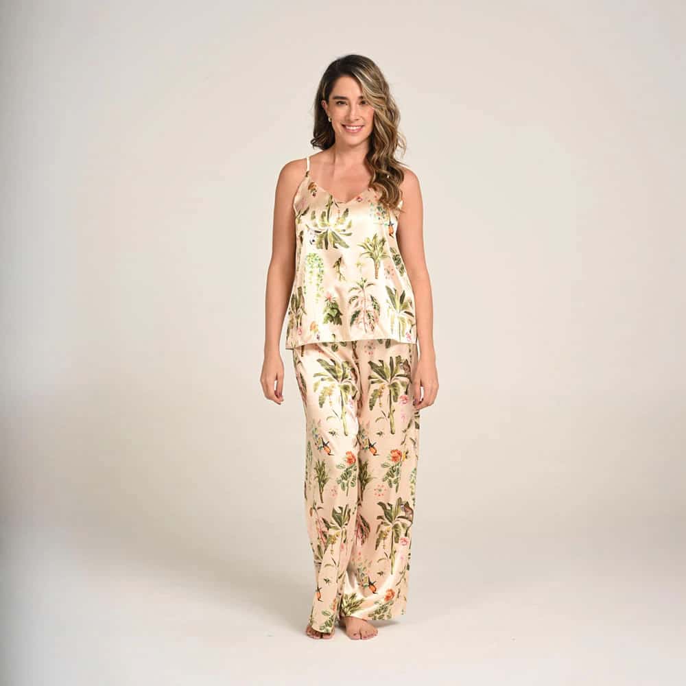 Pantalón Bota Ancha Estampado Amazonas Satín