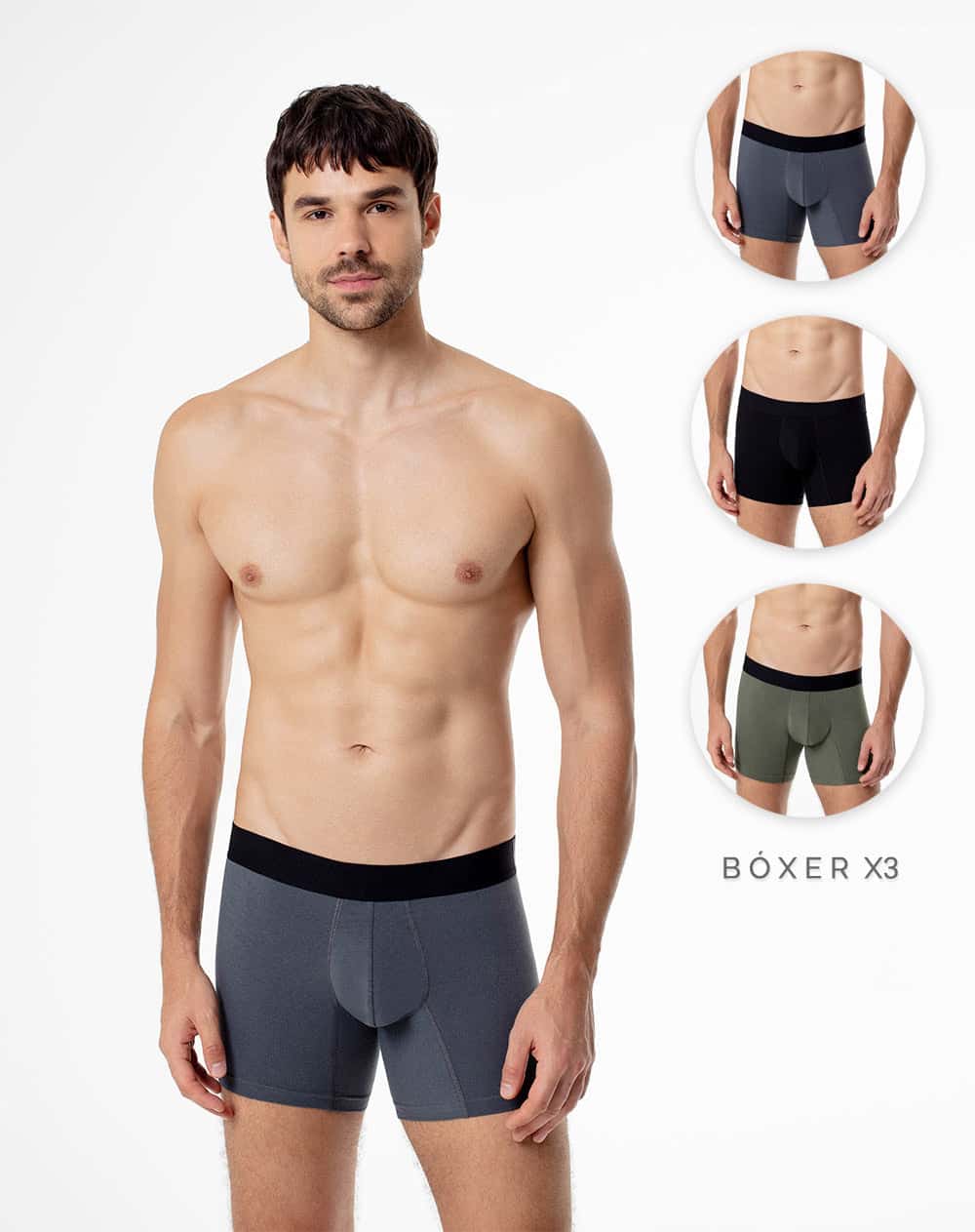 Bóxer medio algodón jersey x3unds surtido hombre