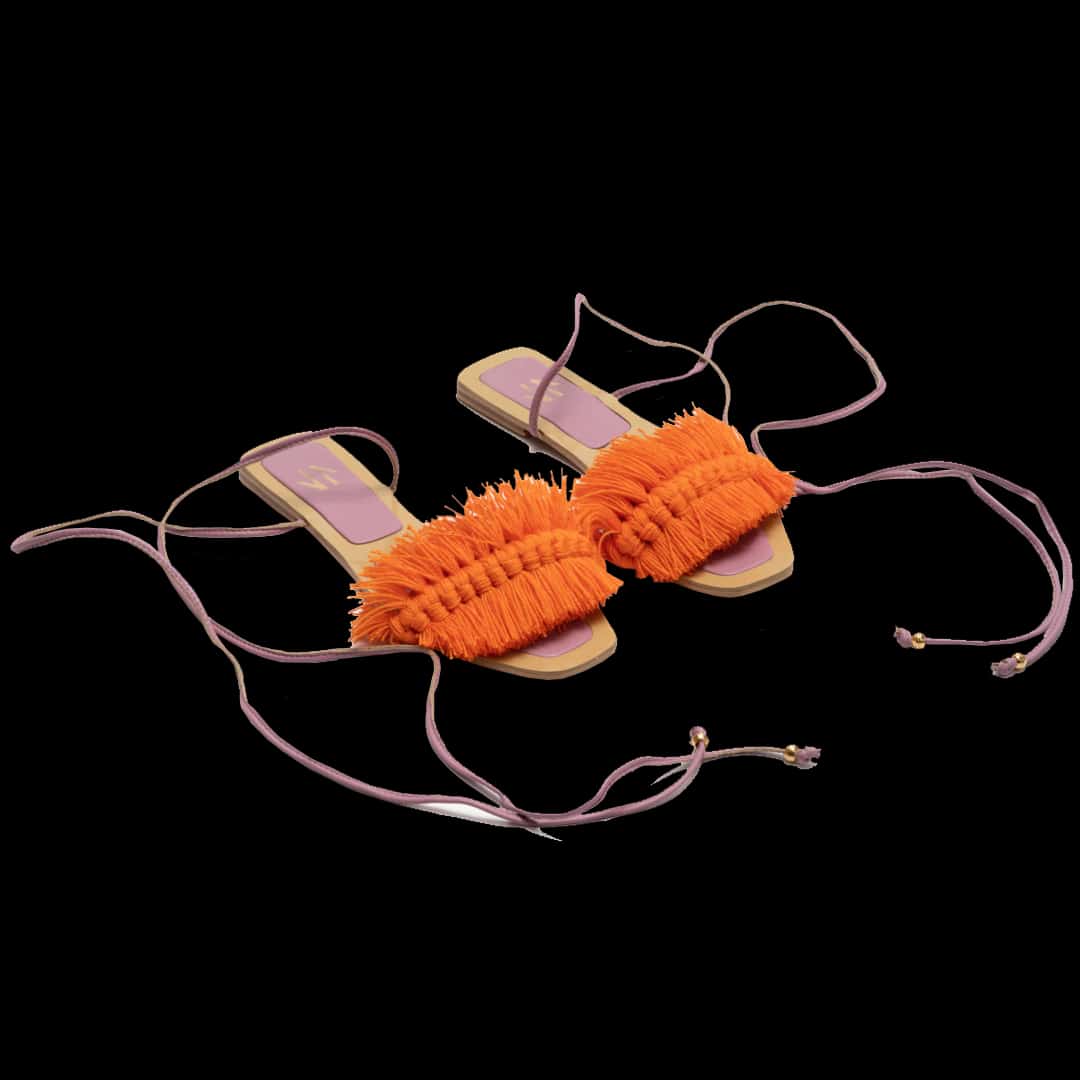 Silvia Cobos Bloom Lace Up Flat Orange