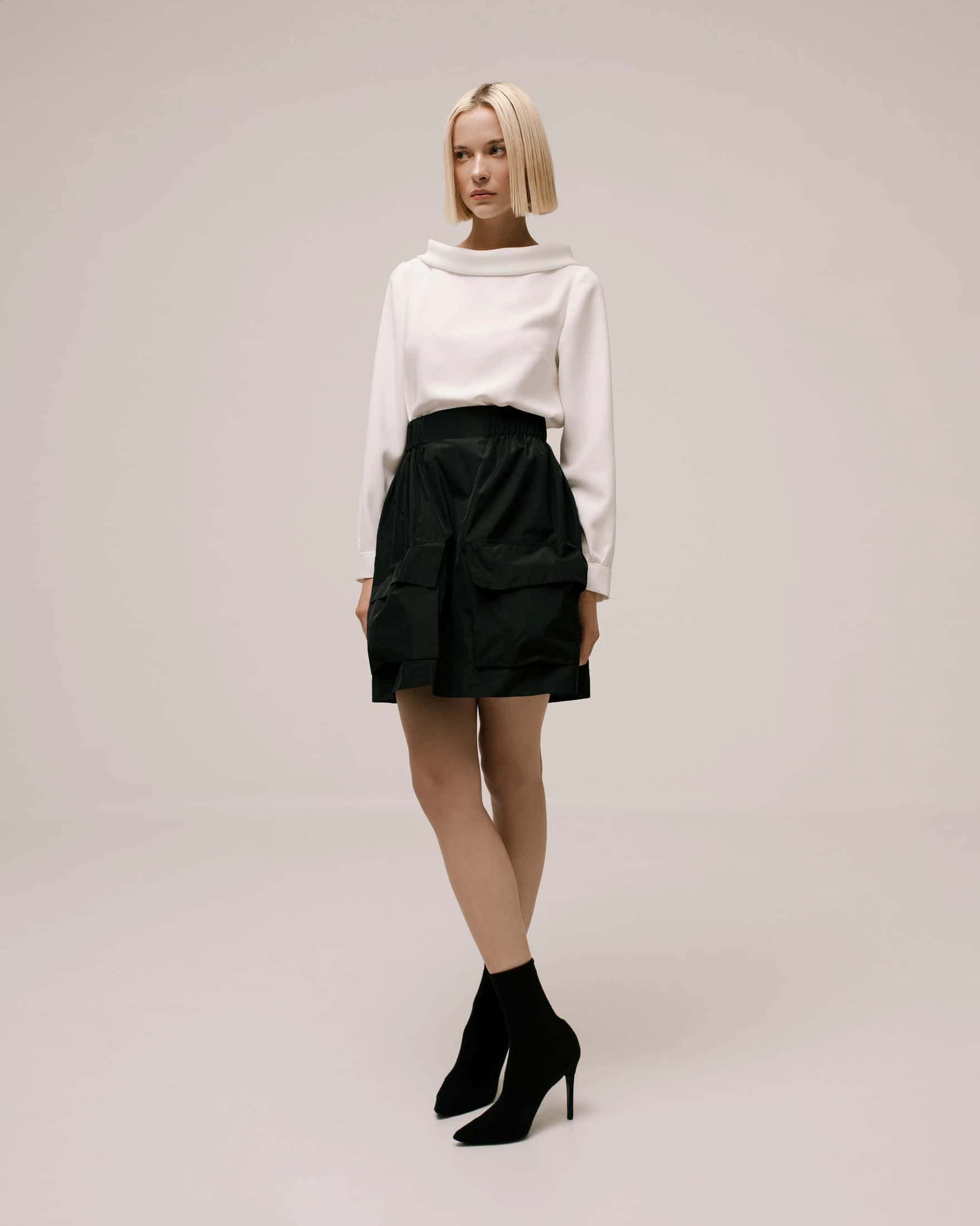 Gathered Taffeta Mini Skirt - miniatura 3