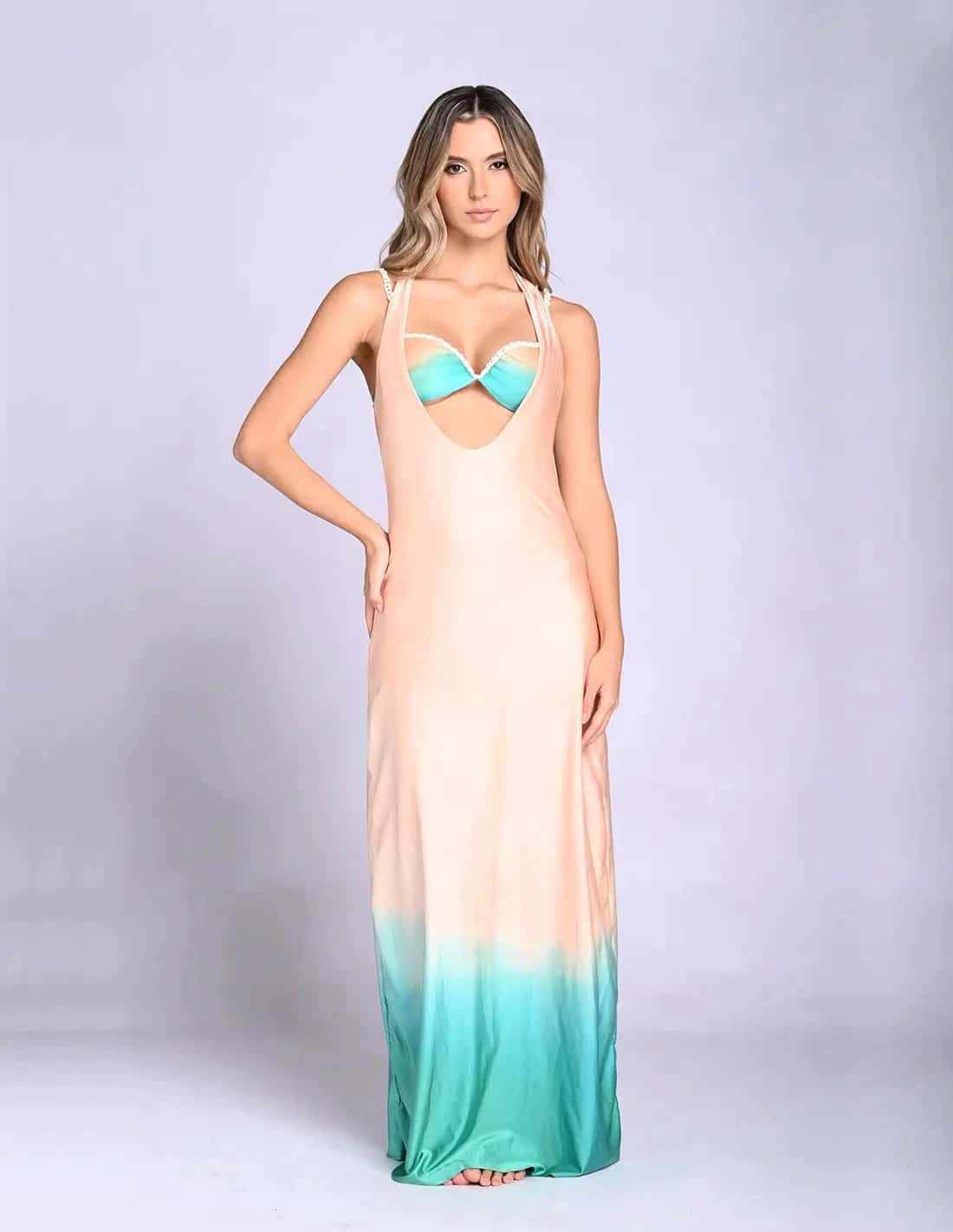Vestido Satori Soft Pink + Turquoise