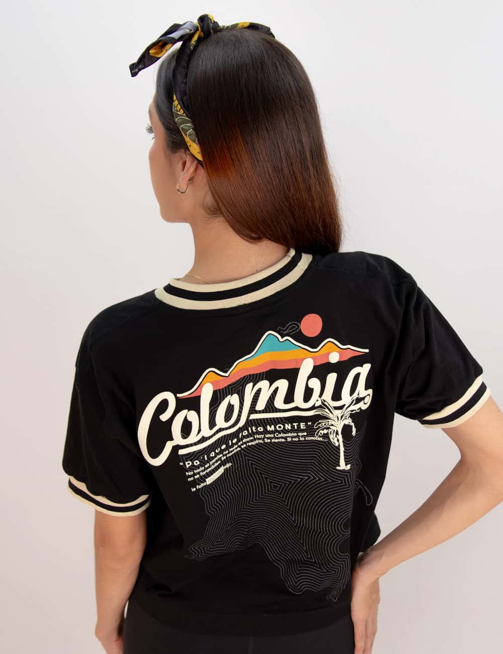 Camiseta Oversized Colombia negro Mujer