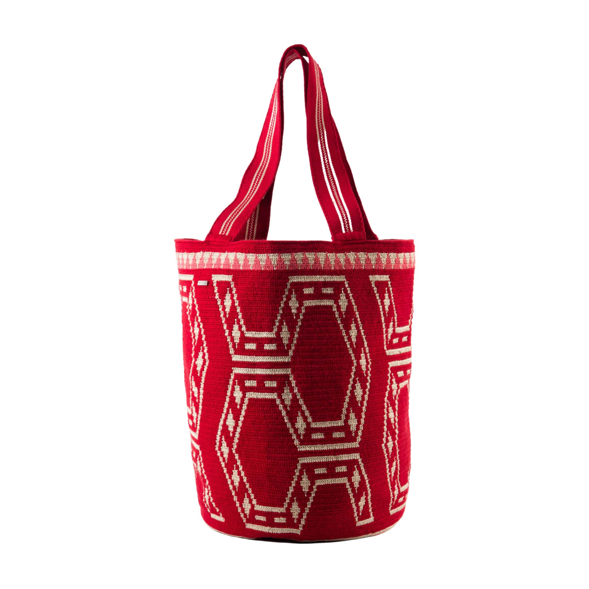 Maxi Bolso Wayuu Rojo/Beige brillante