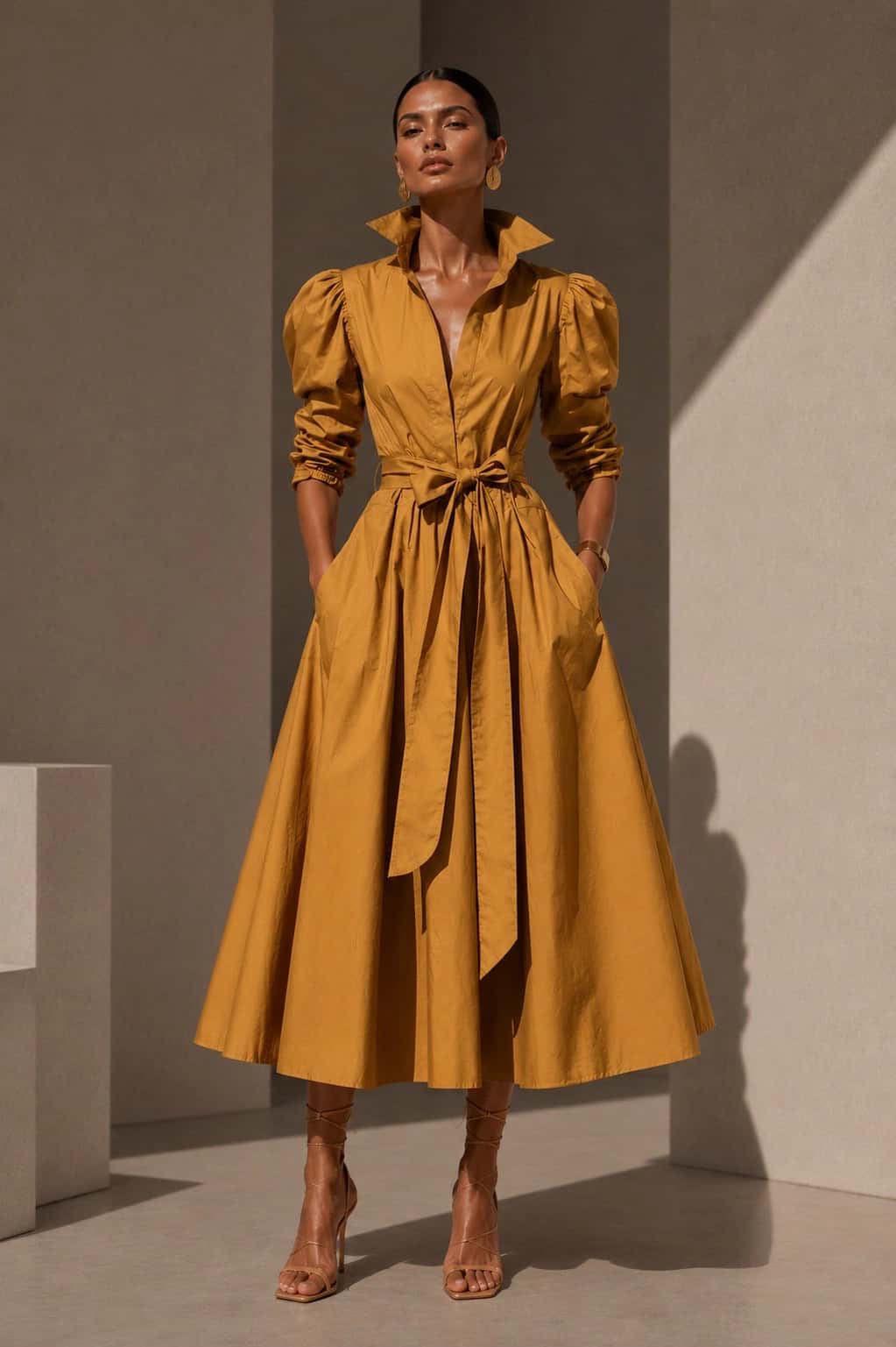 Vestido Miranda I mostaza