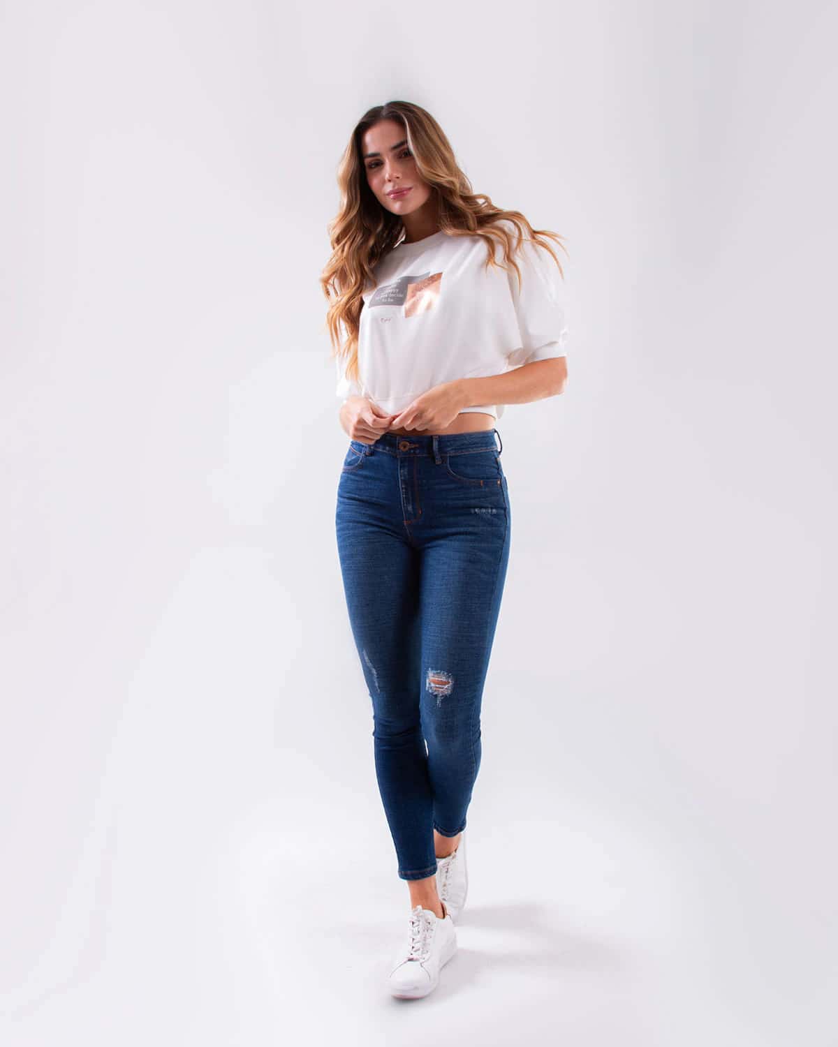 Camiseta ivory estampado frontal para mujer