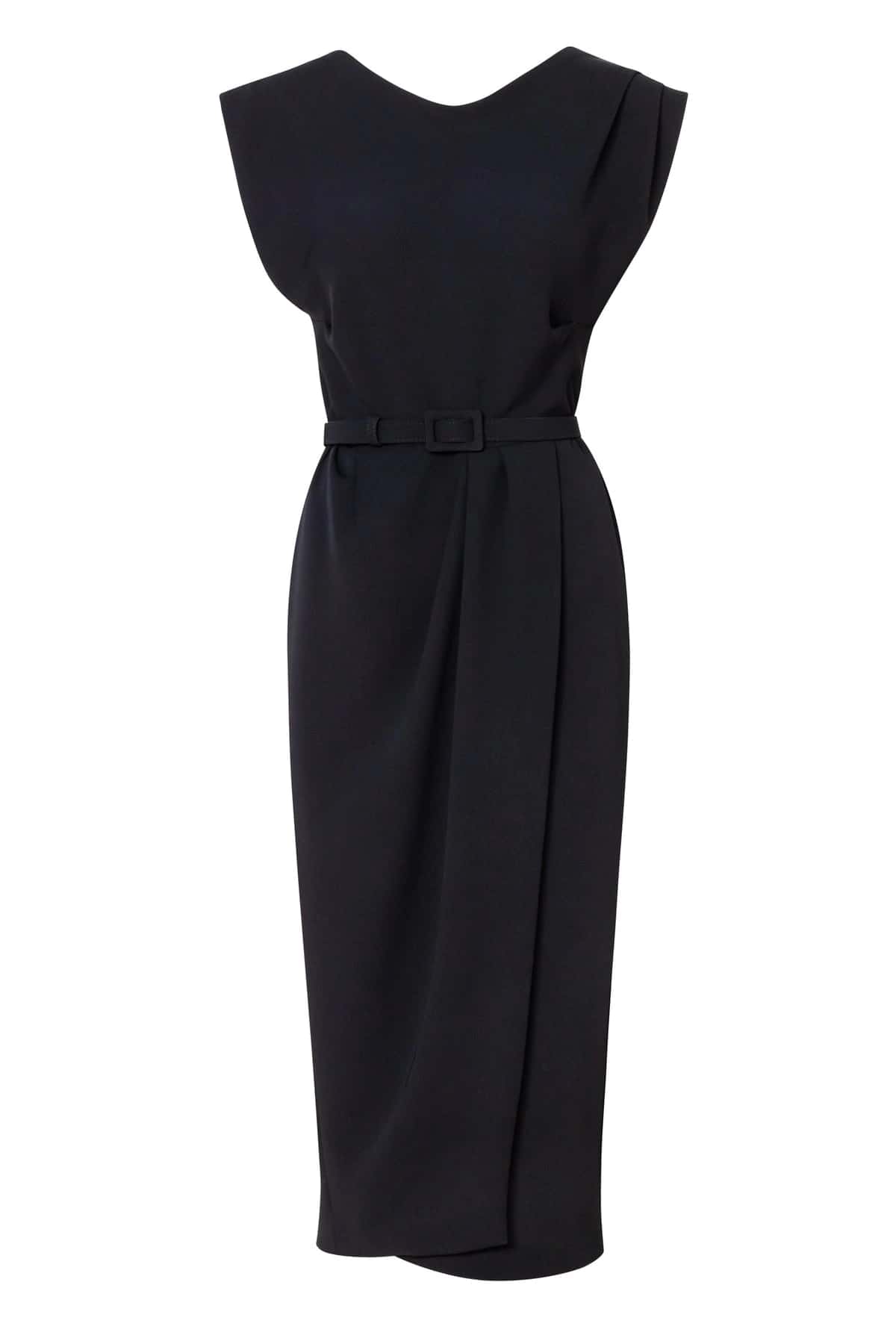 Cap-Sleeve Draped Fitted Midi Dress - miniatura 2