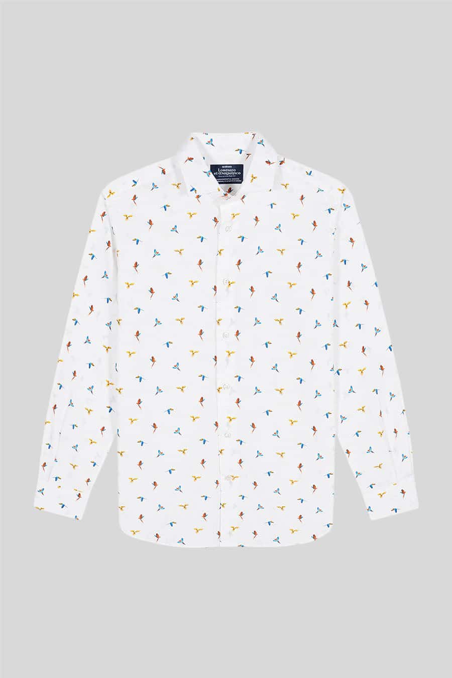 Men's cotton shirt white small macaws
