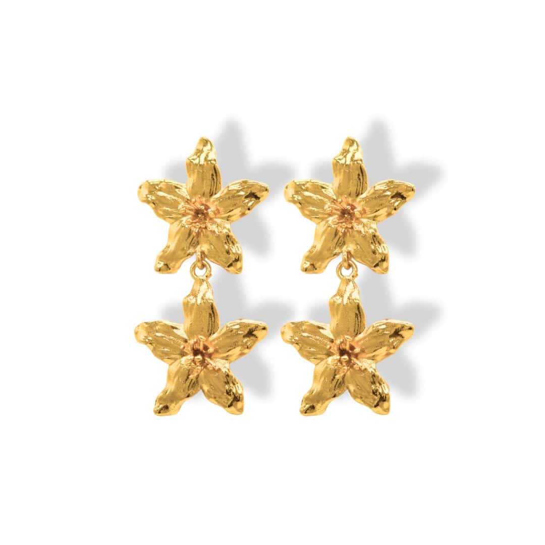 Aretes largos dobles de jazmín