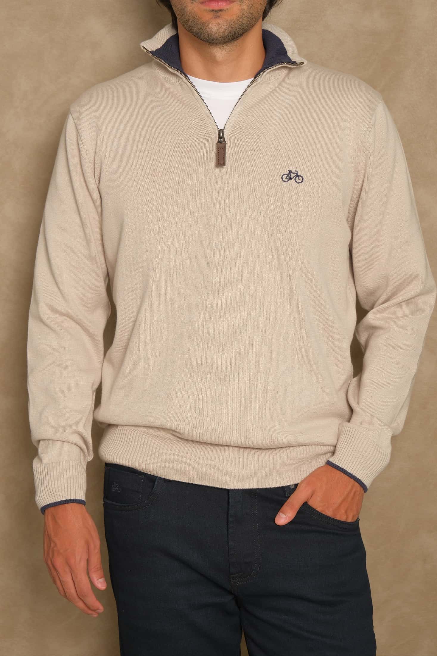 SACO HALF ZIP BONE