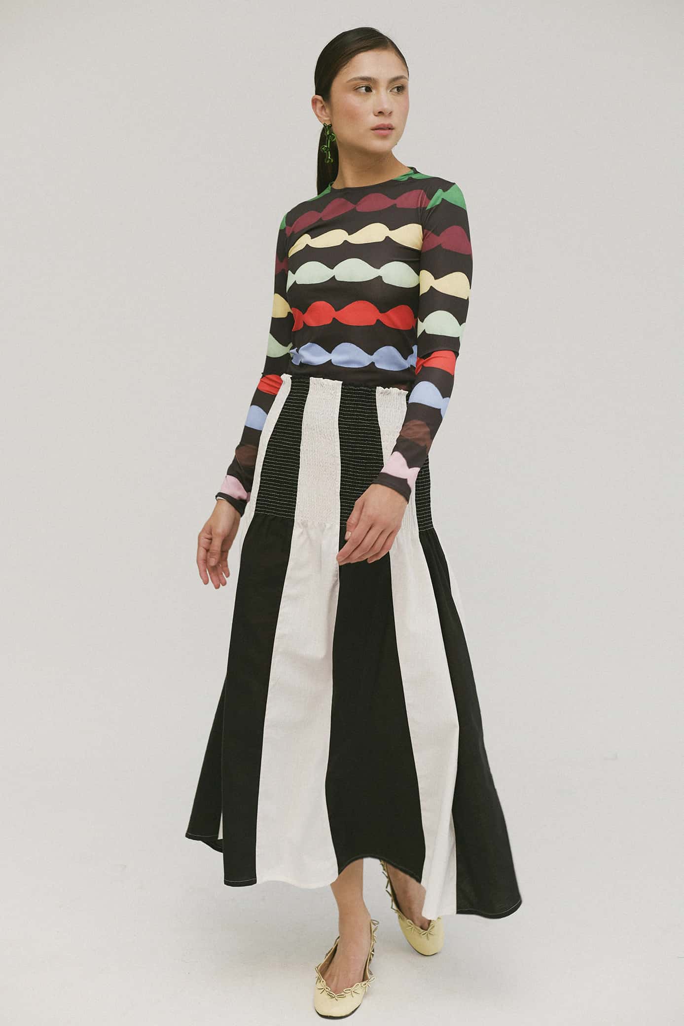 Falda Shirred Glaseado Bicolor