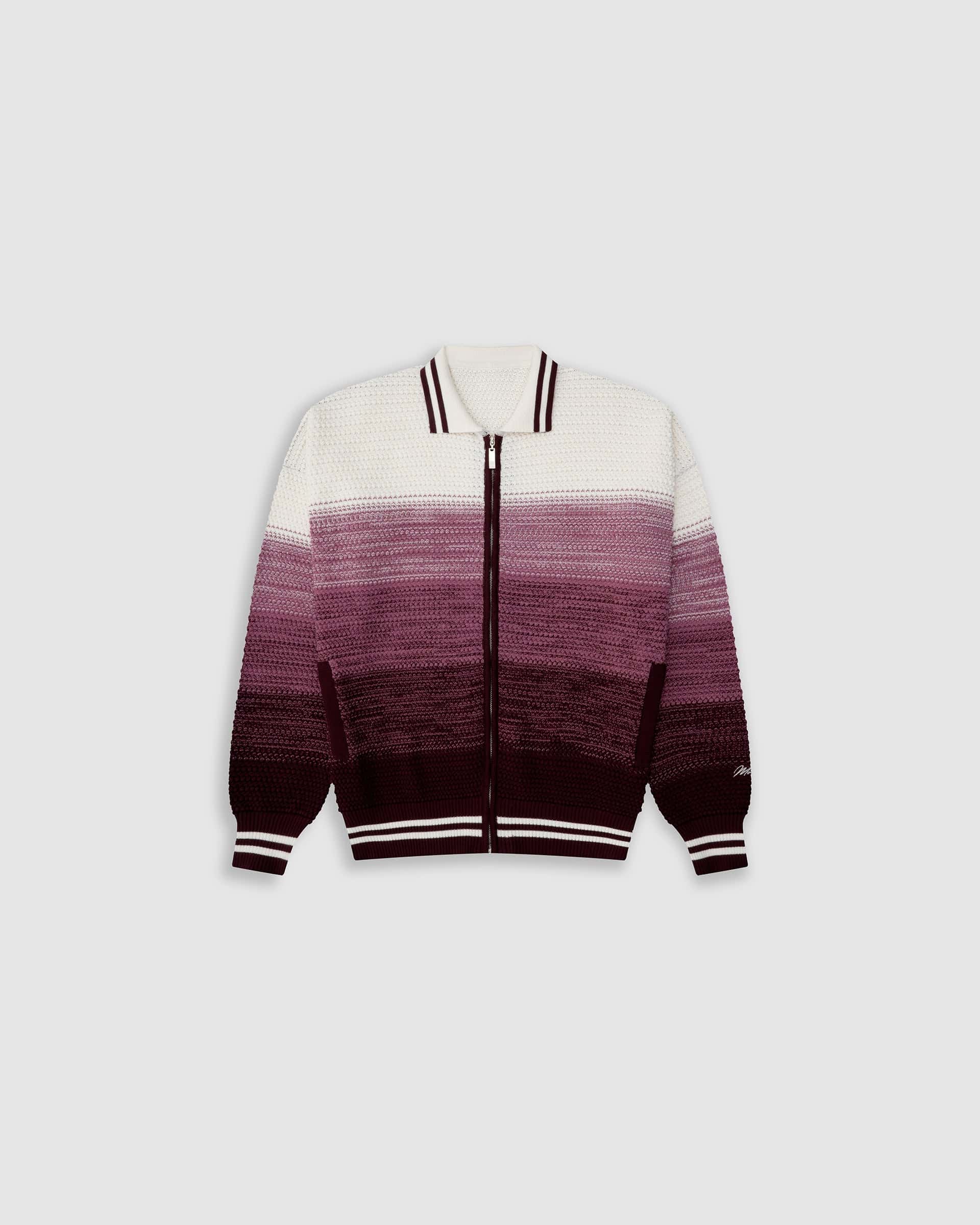 Zip Polo Gradient Knitwear - Burgundy y Crema