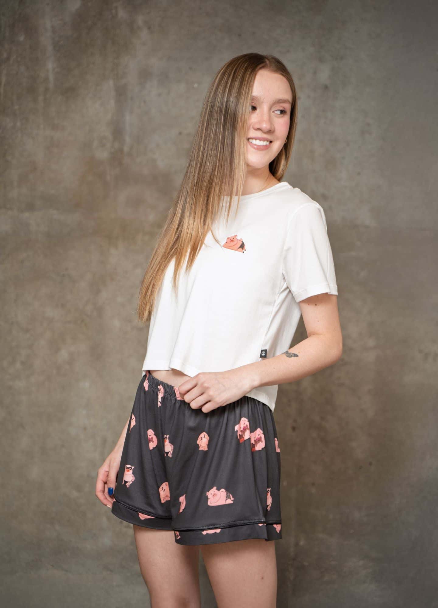 Conjunto Short Cerditos - Negro